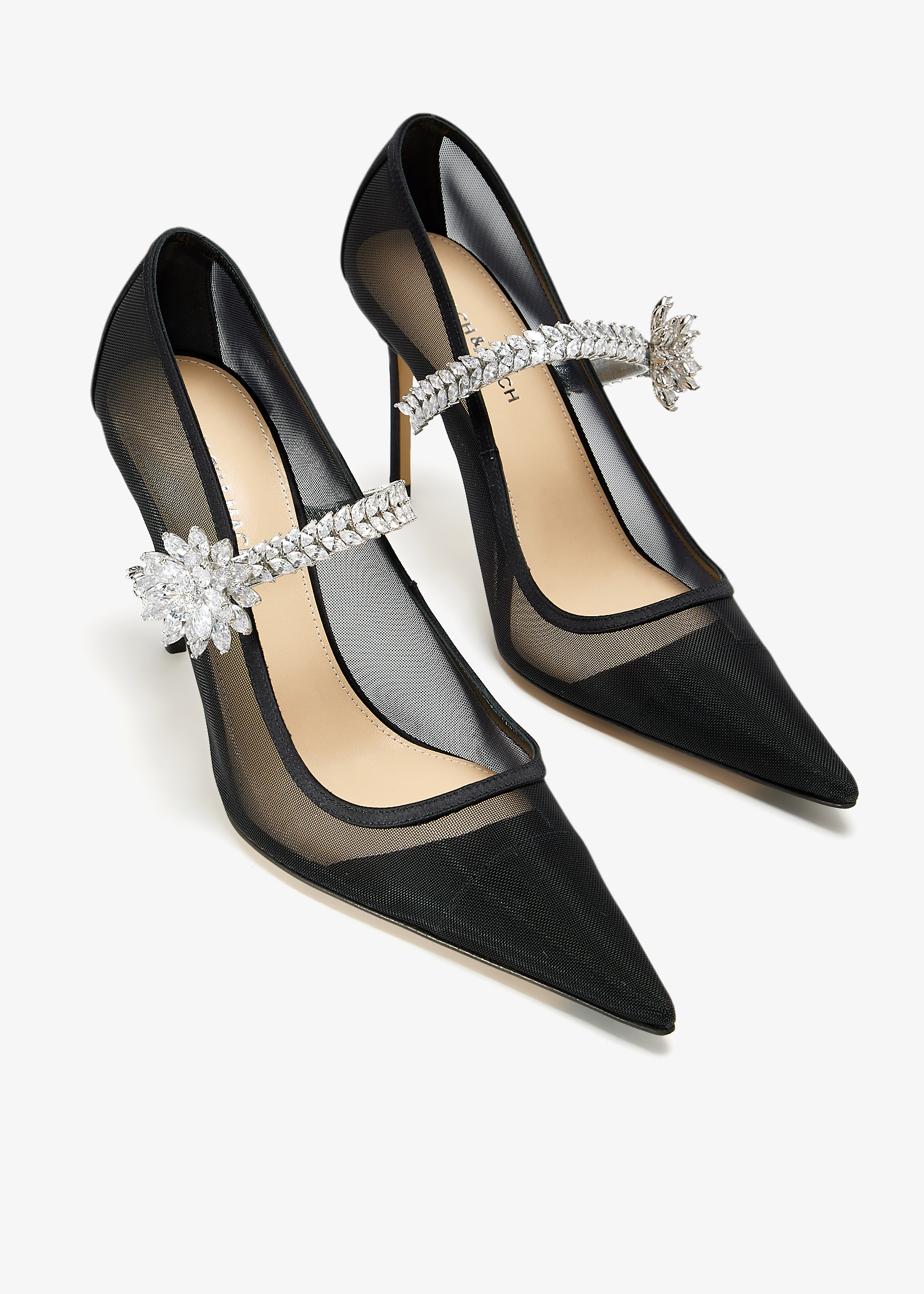 パンプス MACH & MACH SS25 'Lotus' pumps (R25S090695NETB17 BLACK) Mach & Mach Lotus Pumps Black | Wanan Luxury