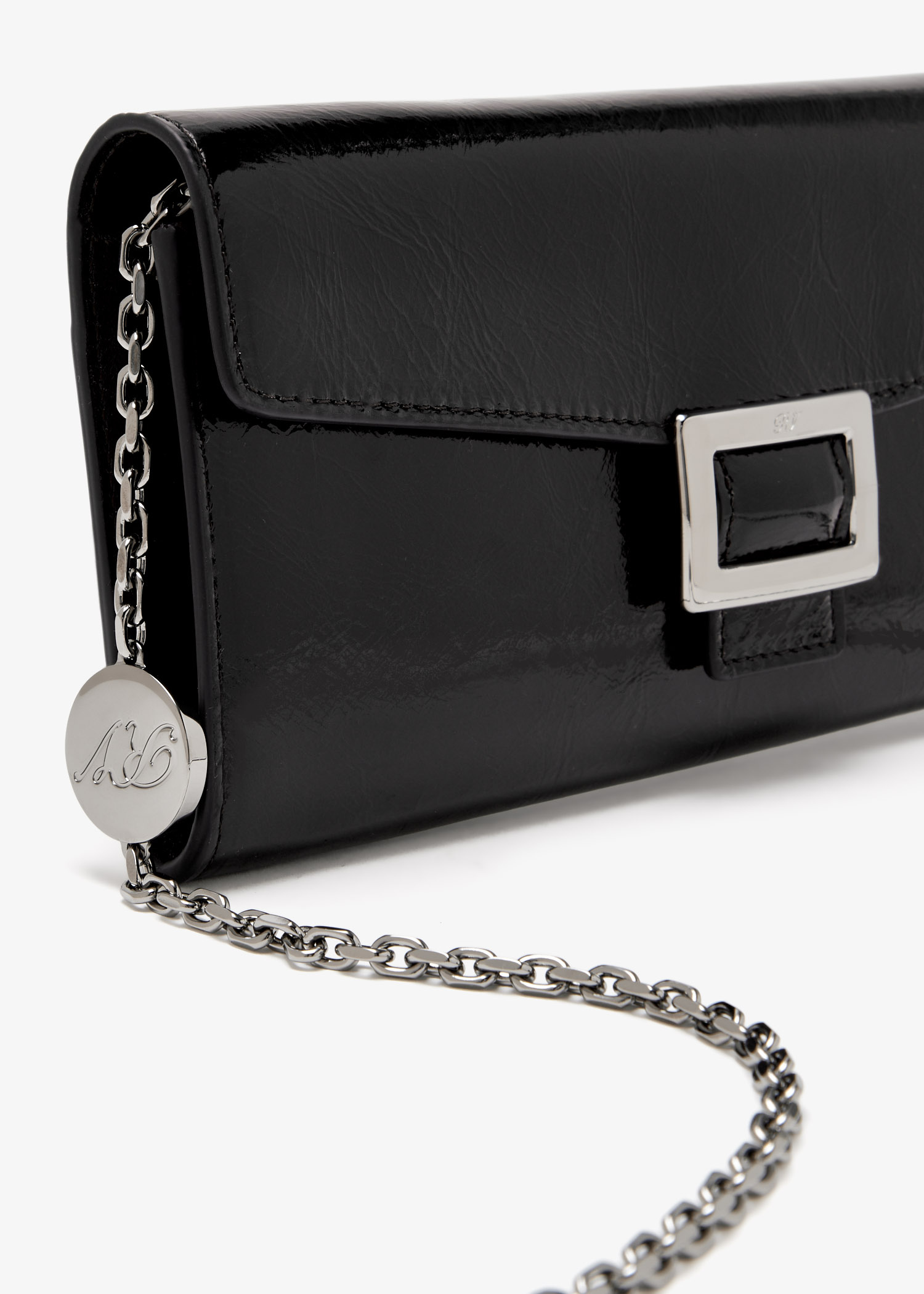 長財布 ROGER VIVIER BELLE VIVIER BLACK PATENT LEATHER WALLET ROGER VIVIER Belle Vivier black patent leather wallet with