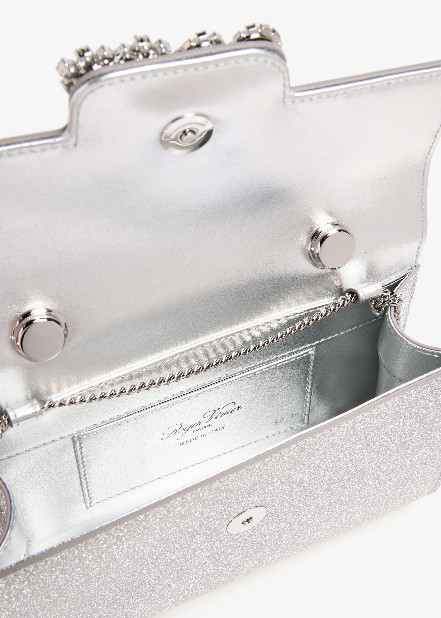Roger vivier 女士flower strass buckle 迷你手拿包- 阿联酋银色