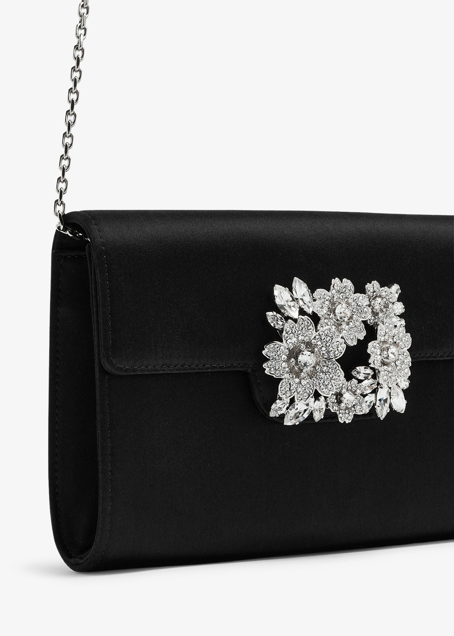 Roger Vivier RV Bouquet 钻扣迷你女式翻盖包- 黑色在阿联酋