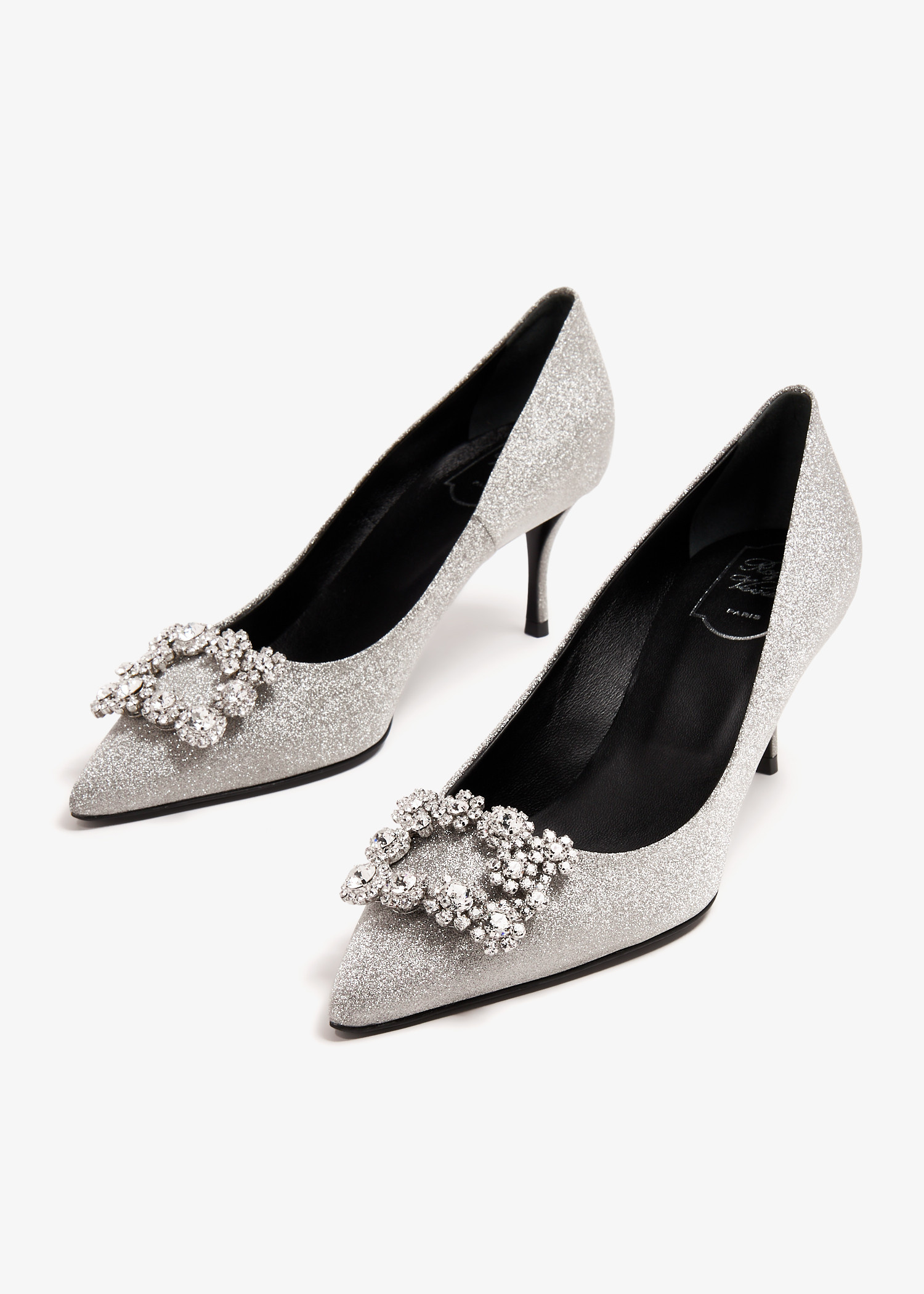 Roger Vivier Flower strass buckle pumps for Women - Silver
