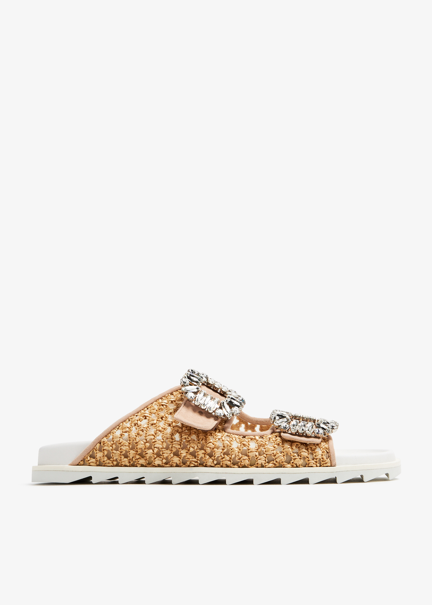 【送料 関税込】Roger Vivier Slidy Viv embellished sandals ROGER VIVIER Slidy Viv crystal-embellished leather slides
