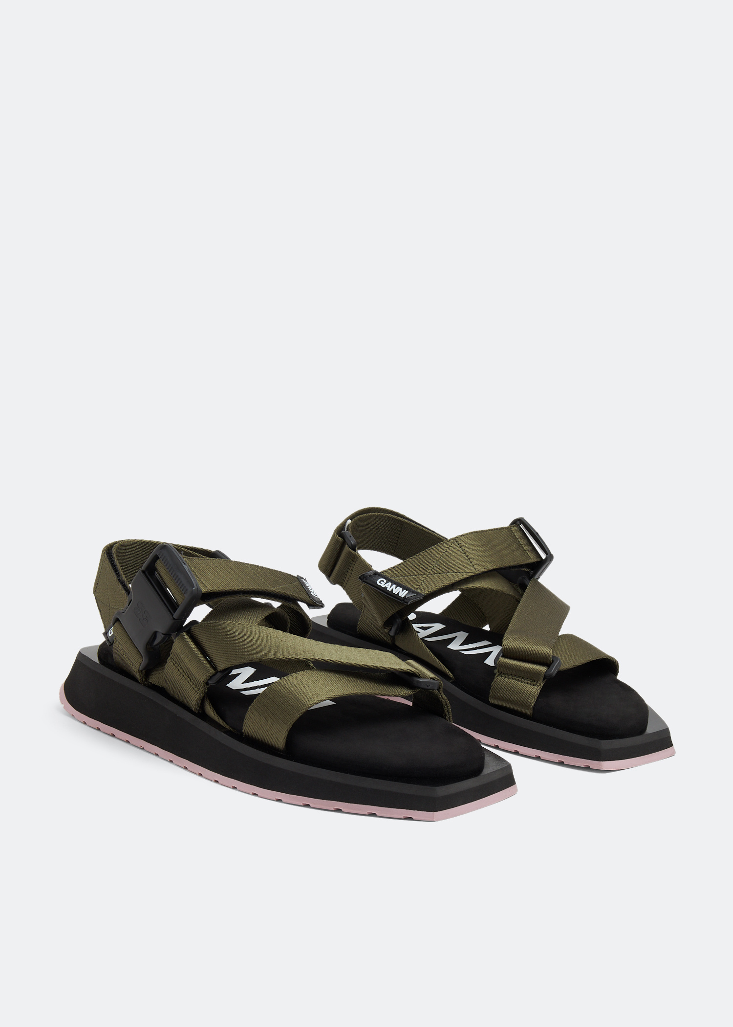 Ganni Performance webbing sandals for Women - Green in USA | Level