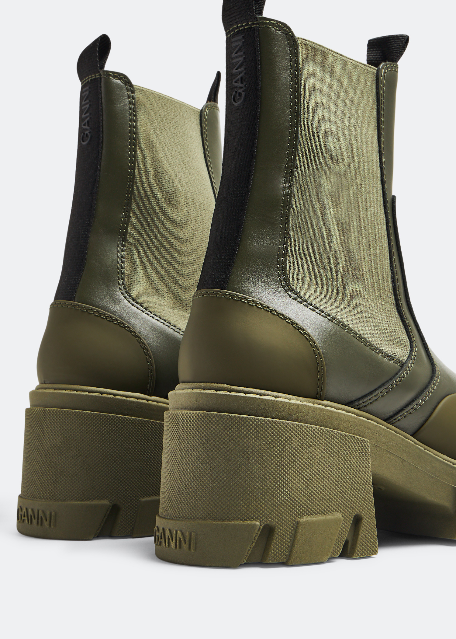 Ganni Cleated Heeled Mid Chelsea boots for Women - Green in USA