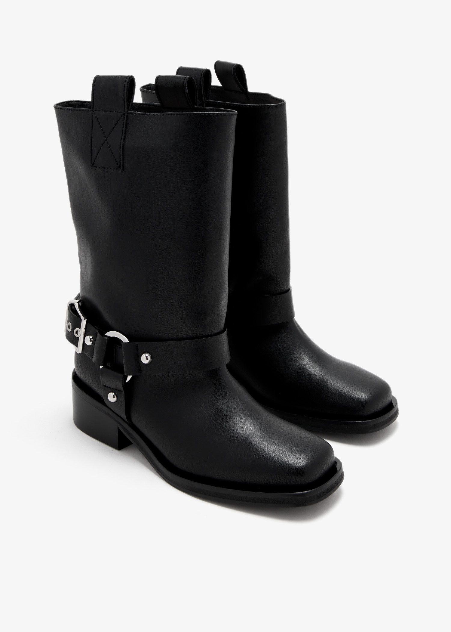 Ganni Biker tubular mid shaft boots for Women - Black in UAE