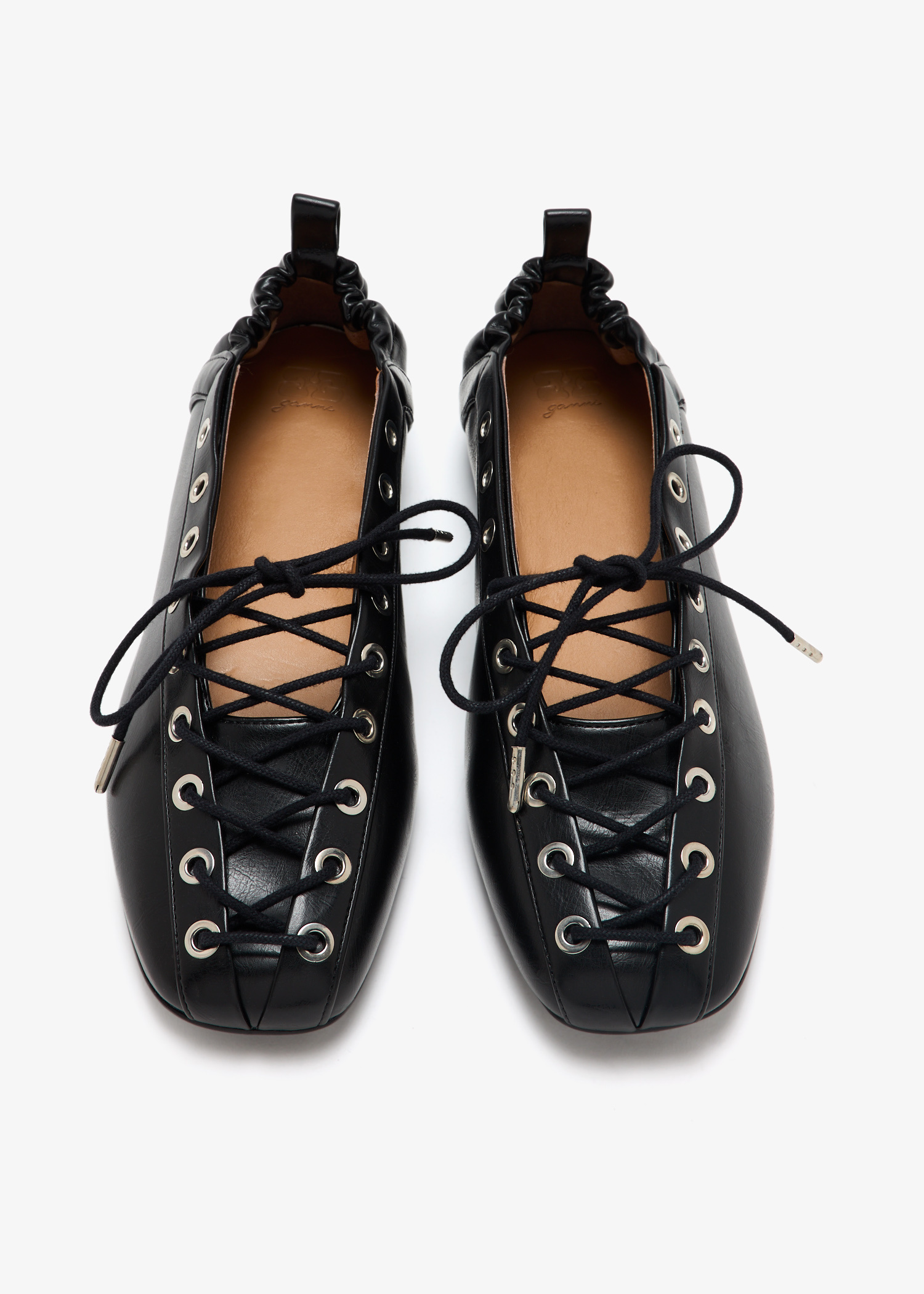 Ganni Oleatex lace-up ballerinas for Women - Black in Qatar