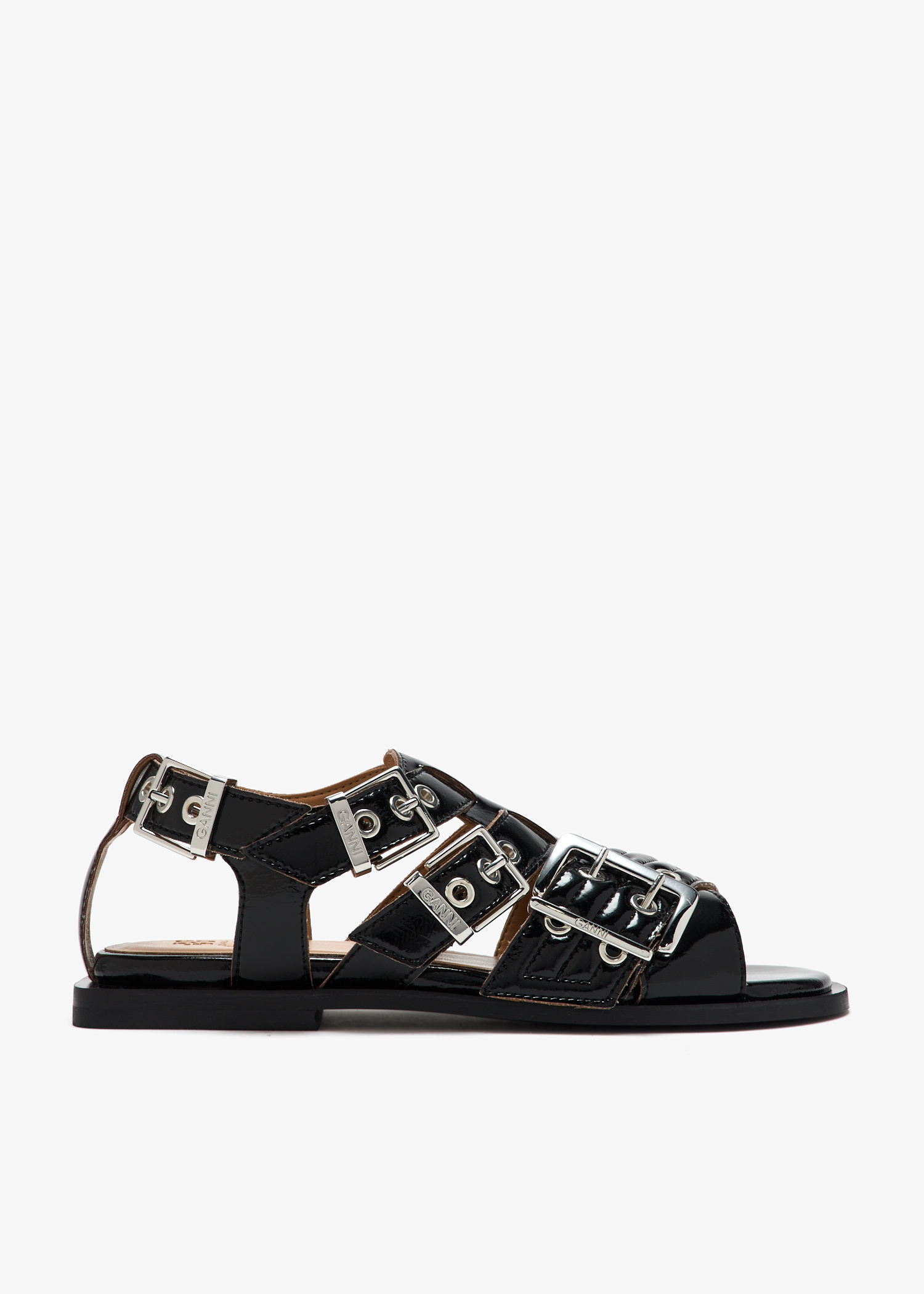 Ganni Feminine buckle flat sandals for Women - Black in UAE