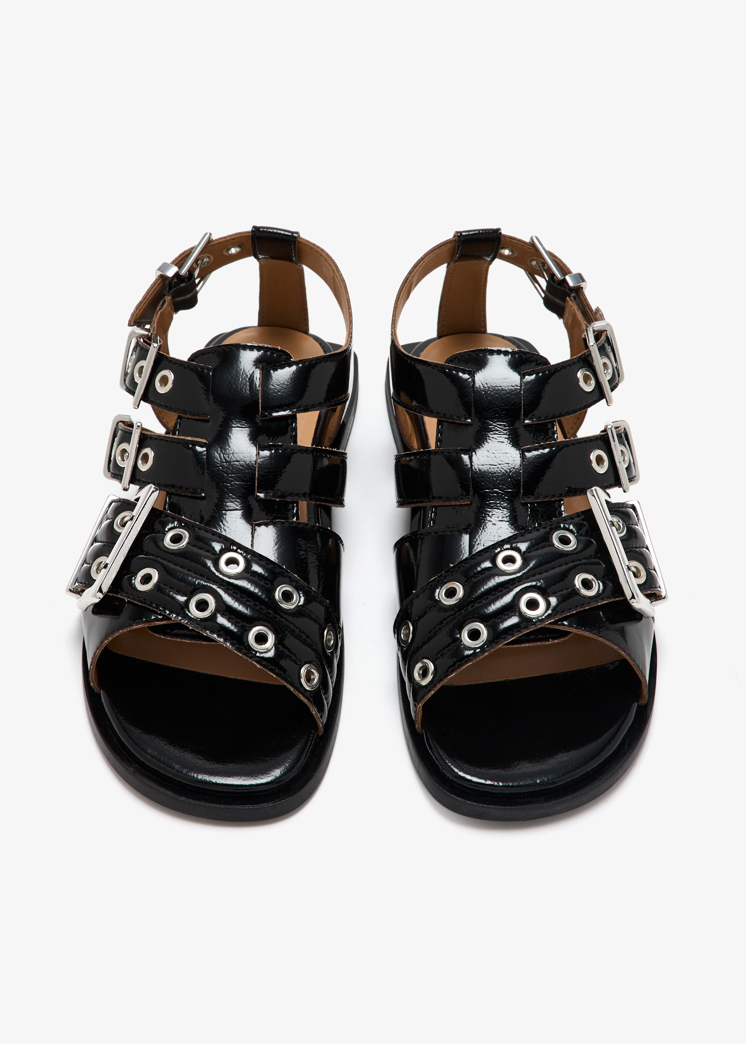 Ganni Feminine buckle flat sandals for Women - Black in UAE