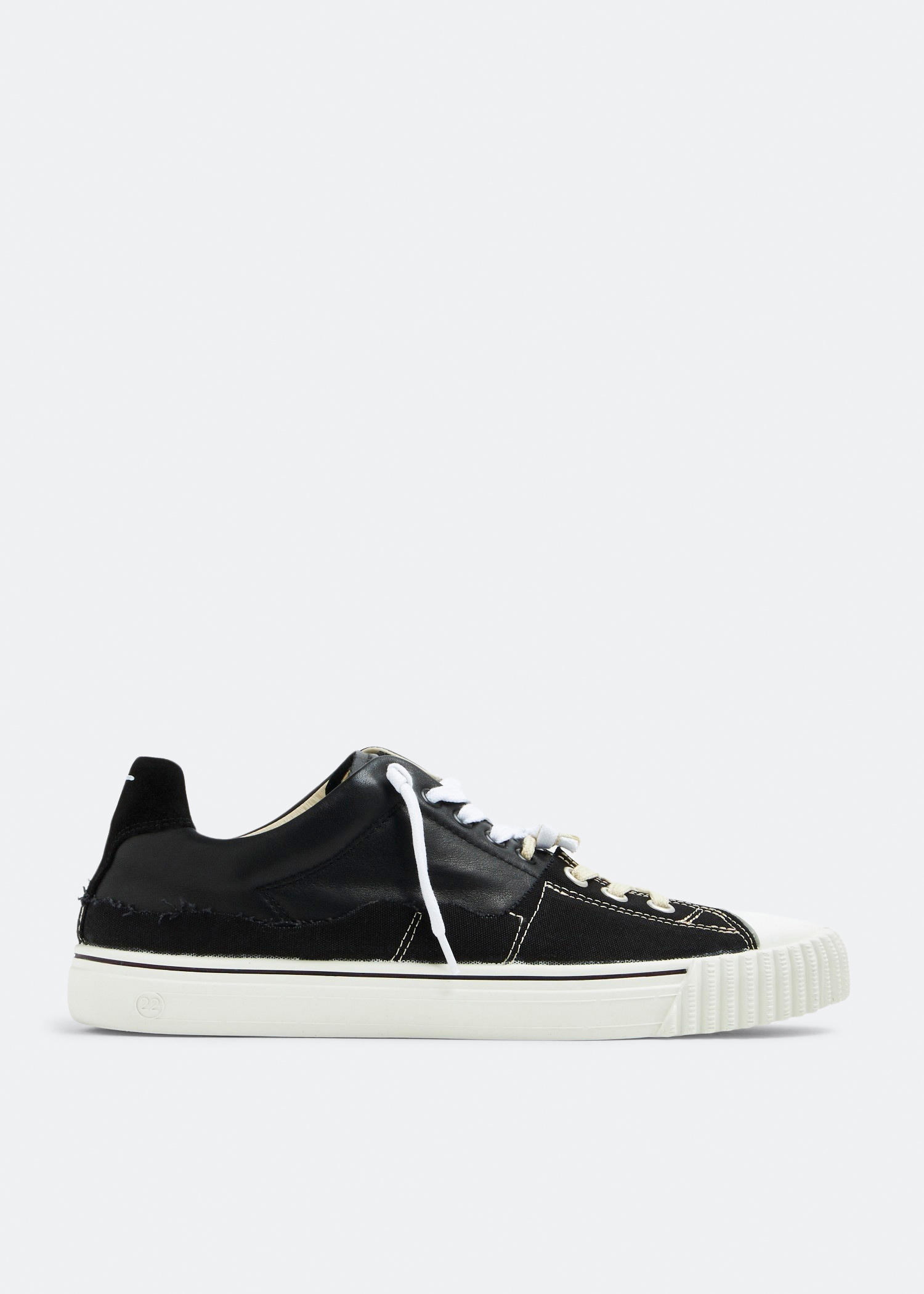スニーカー Maison Margiela Black Leather And Canvas New Evolution Sneak Maison Margiela: Black New Evolution Sneakers | SSENSE