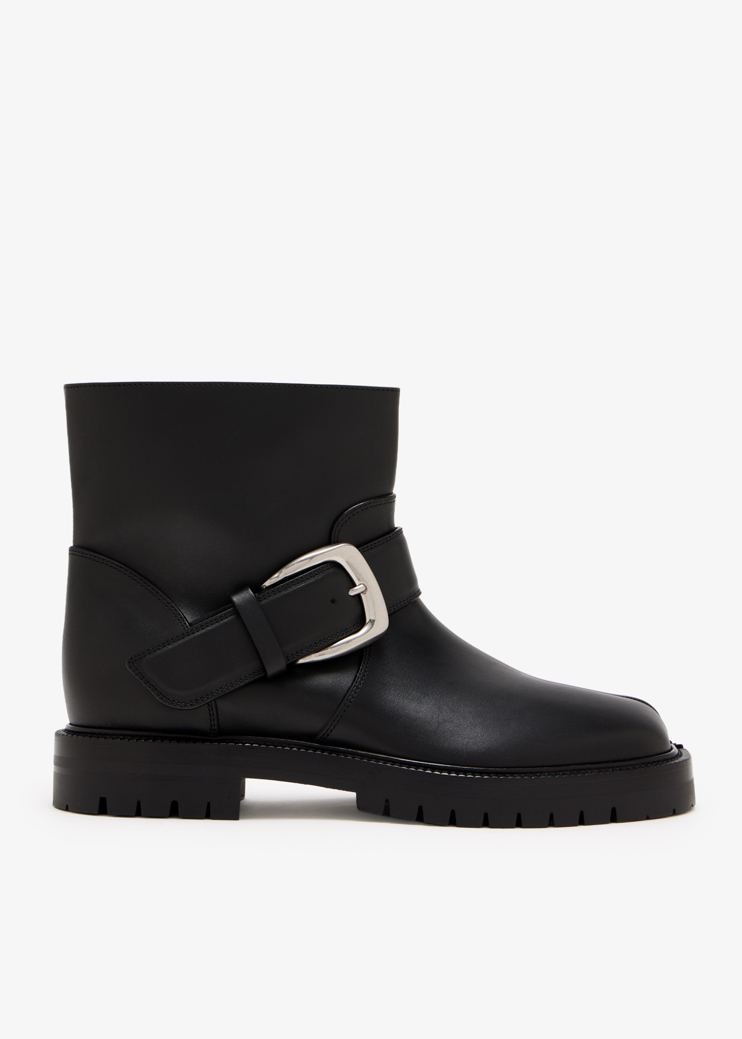 Maison Margiela Black Leather Ankle Combat Tabi Boot w Brown Buckle Strap EU40 SOLD) A pair of Maison Margiela  main image 2