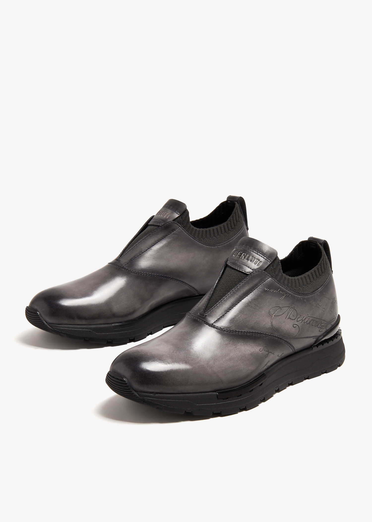 VIP価格★【Berluti】Grey Textile Sneakers Berluti Shadow sneakers for Men - Grey in Qatar | Level Shoes