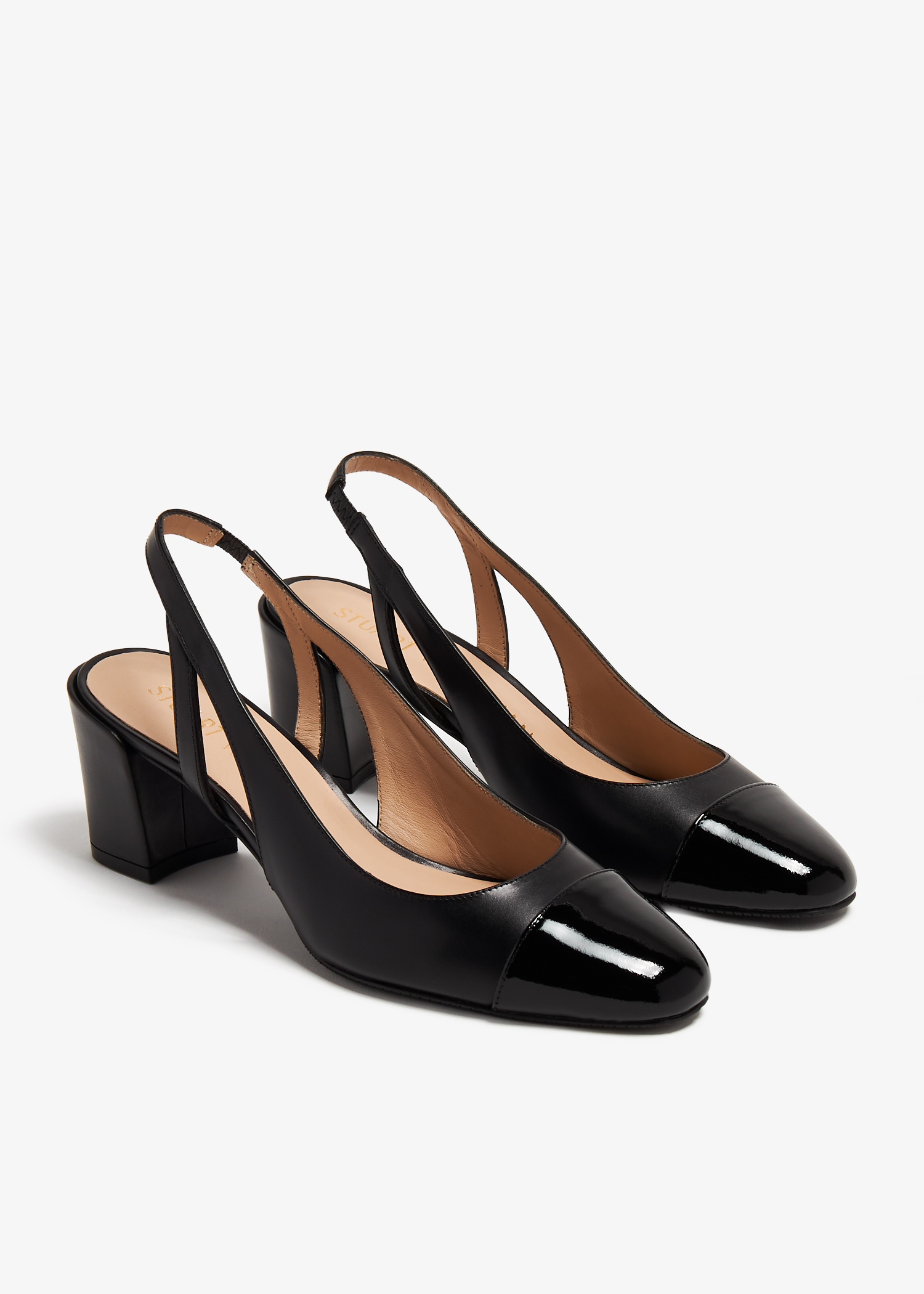 サンダル・ミュール Stuart Weitzman SS25 SLEEK 50 SLINGBACK (SF964 BLK) STUART WEITZMAN Sleek 50 denim slingback pumps | THE OUTNET