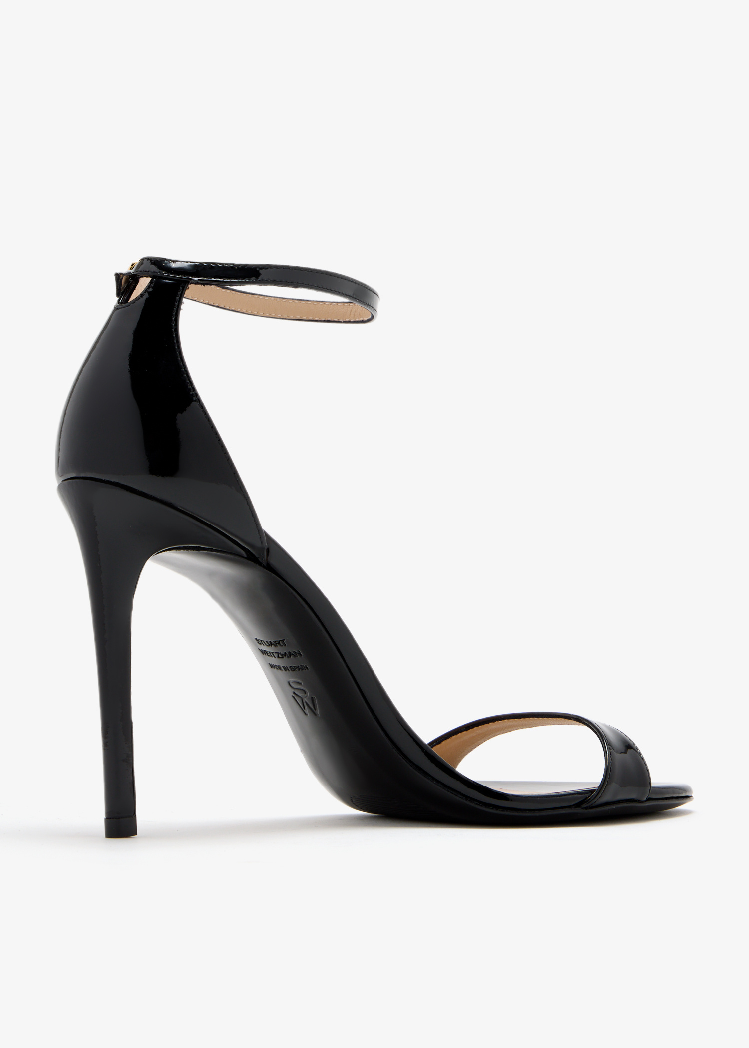 サンダル・ミュール Stuart Weitzman Black leather Nudist sandals (SJ995 BLK) Stuart Weitzman Nudist II 100 sandals for Women - Black in