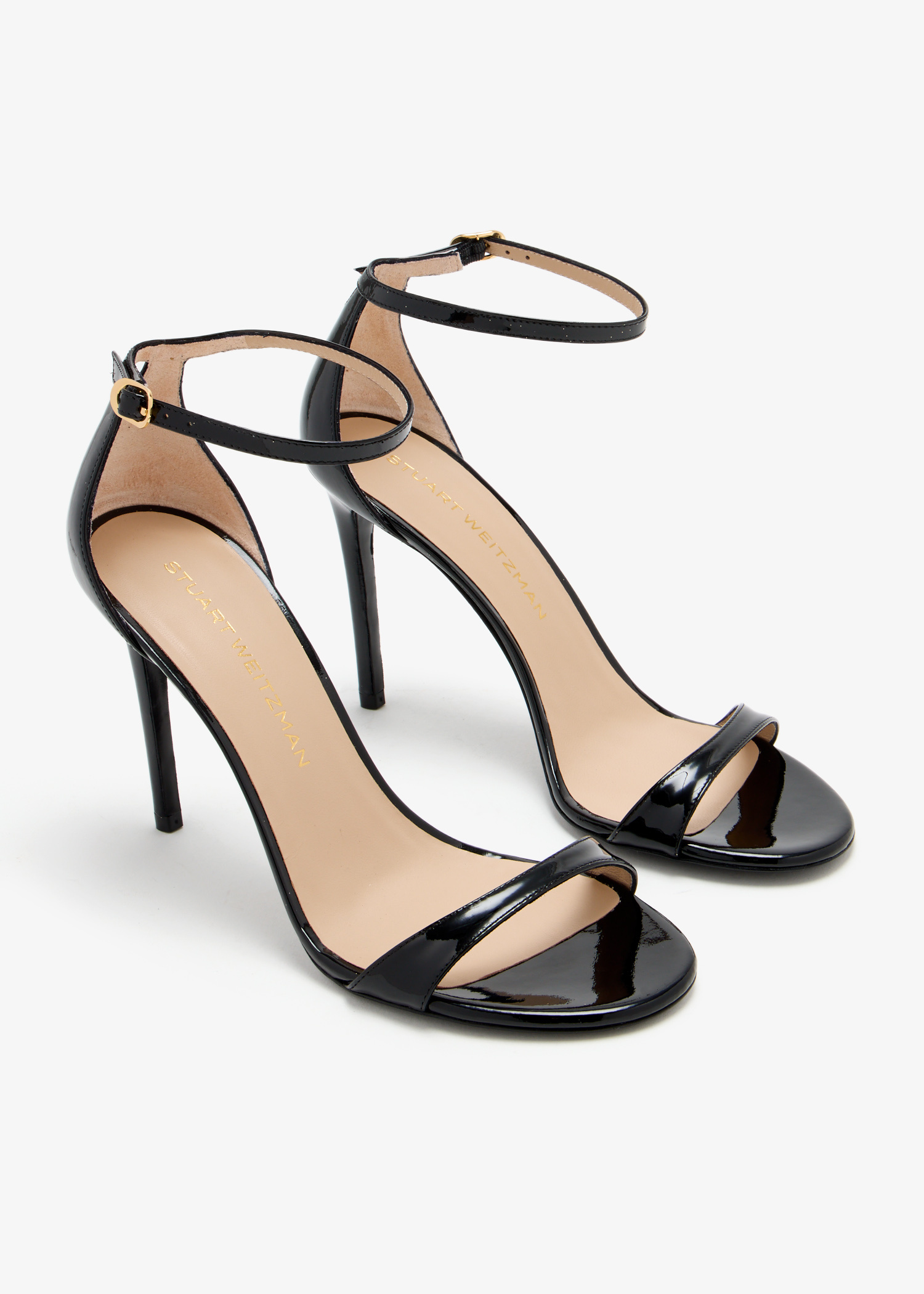 サンダル・ミュール Stuart Weitzman Black leather Nudist sandals (SJ995 BLK) Stuart Weitzman Nudist II 100 sandals for Women - Black in