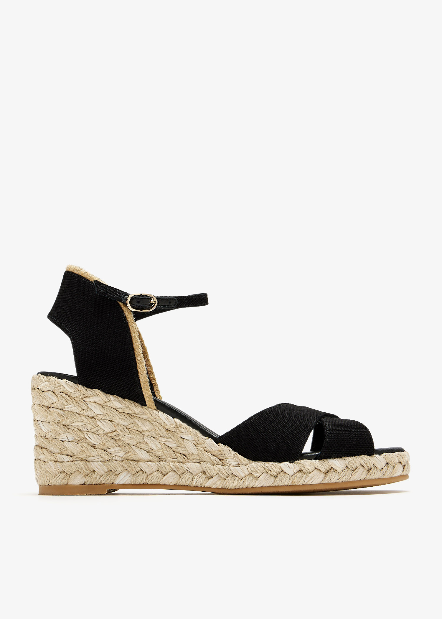 STUART WEITZMAN SD582POUDRE 関税送料込 Stuart Weitzman Nudist Espadrille Wedge Black 10.5 C - Wide