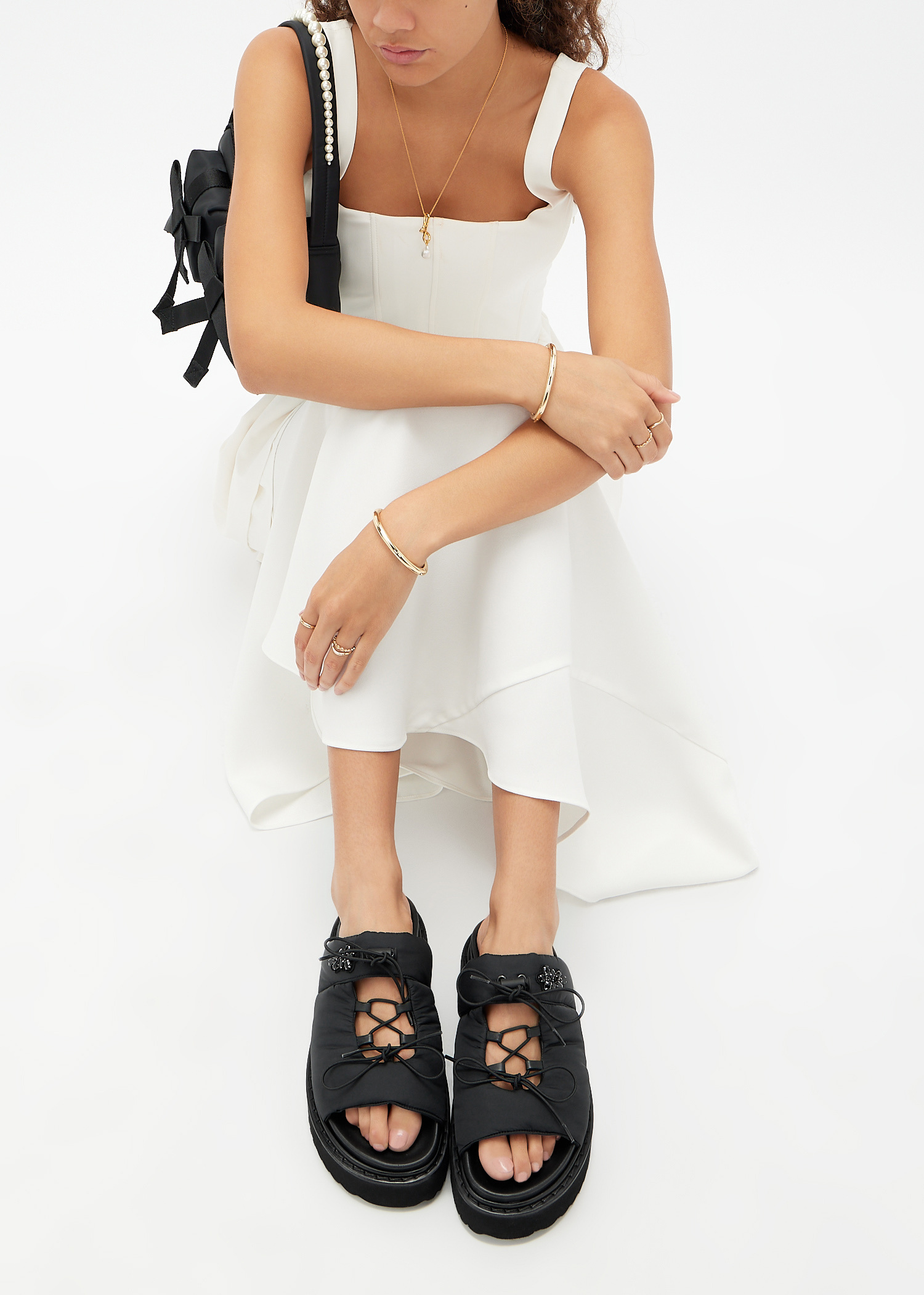 【Simone Rocha】ブラック Ghillie プラットフォーム ブローグ Simone Rocha ブラック Ghillie プラットフォーム ブローグ