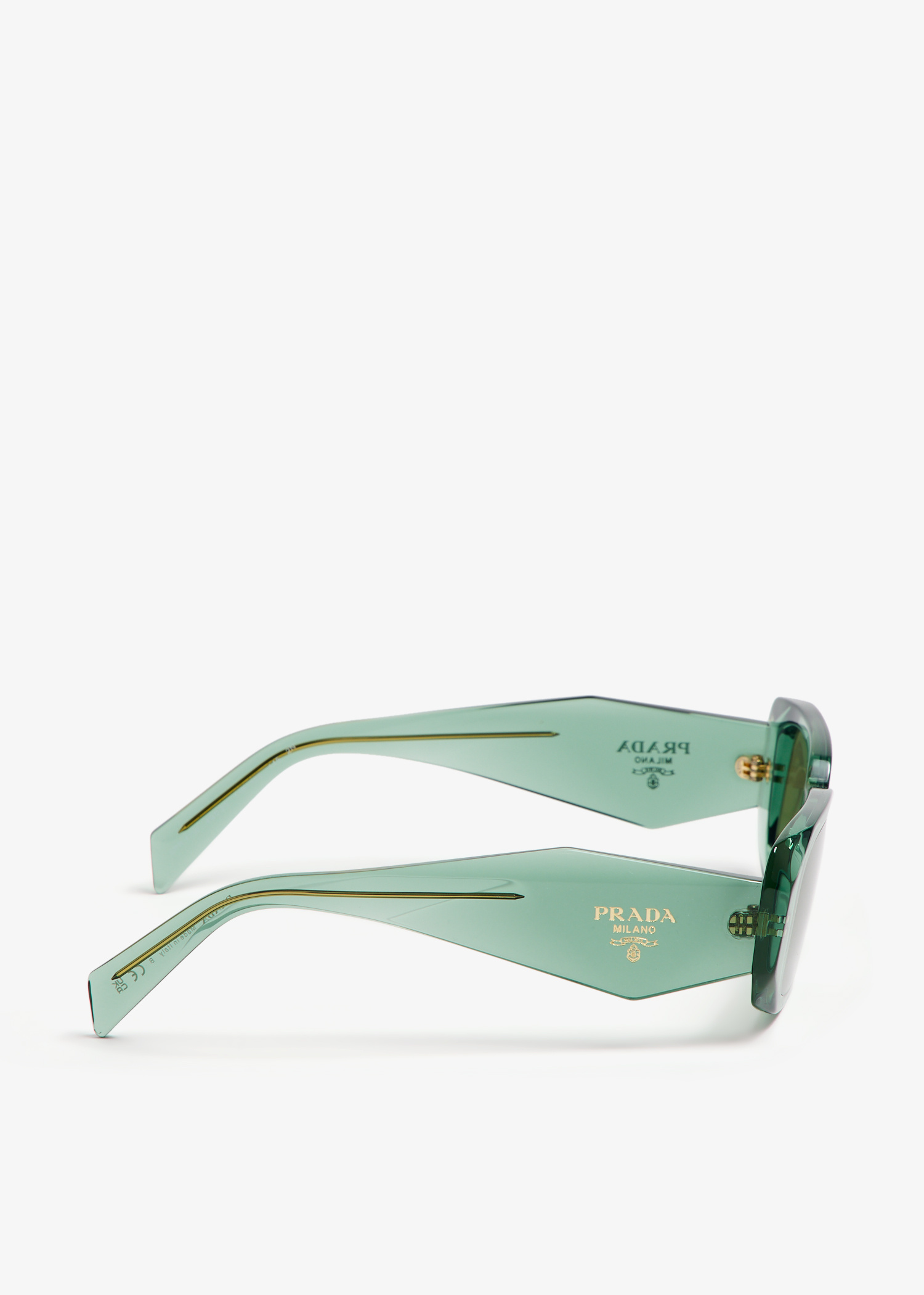 PRADA Sunglasses 鼈甲 ゴールド イタリア製 ロゴ刻印 グリーン PRADA Sunglasses 鼈甲 ゴールド イタリア製 ロゴ刻印 グリーン