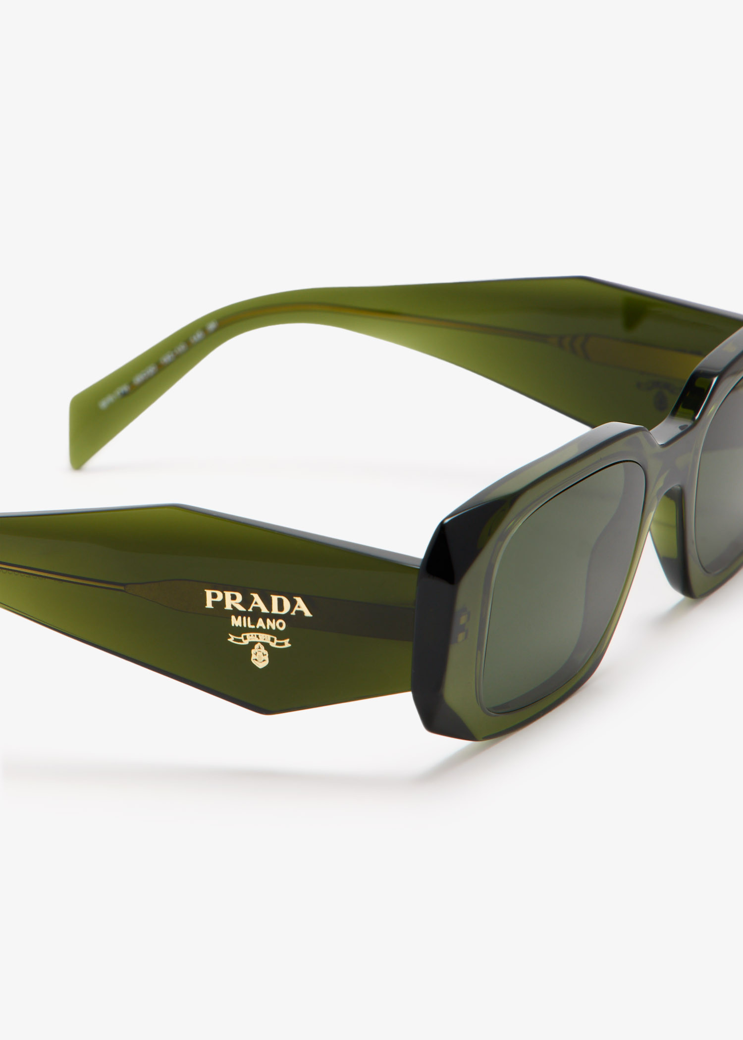 PRADA Sunglasses 鼈甲 ゴールド イタリア製 ロゴ刻印 グリーン PRADA Sunglasses 鼈甲 ゴールド イタリア製 ロゴ刻印 グリーン