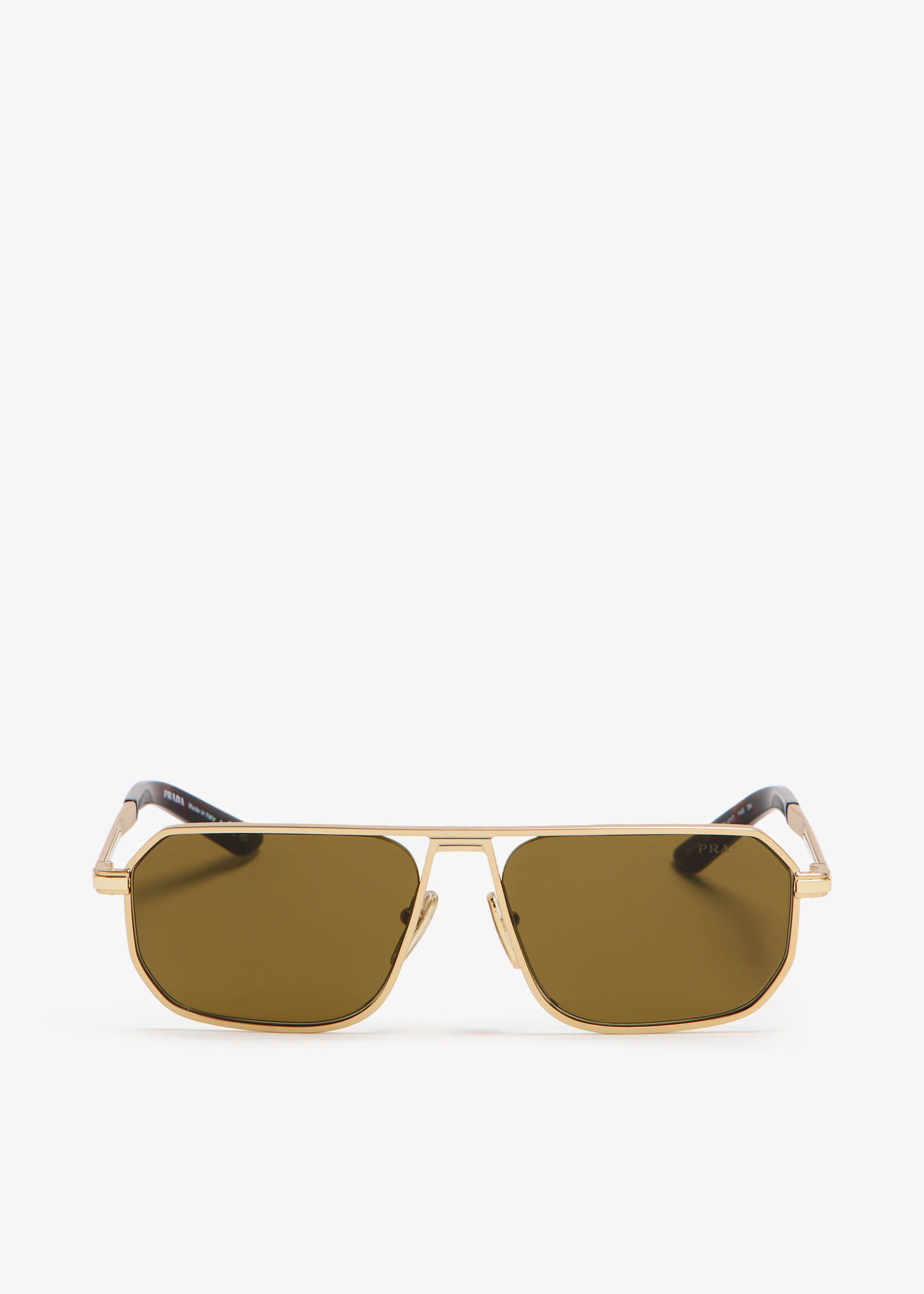 PRADA Sunglasses 鼈甲 ゴールド イタリア製 ロゴ刻印 グリーン PRADA Sunglasses 鼈甲 ゴールド イタリア製 ロゴ刻印 グリーン