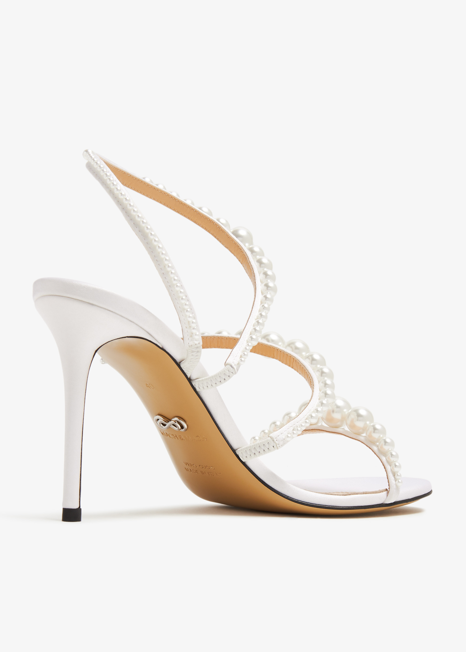 サンダル・ミュール MACH & MACH Sirene sandals Sirene - Women's Black Satin Mules with Pearls with Open Toe