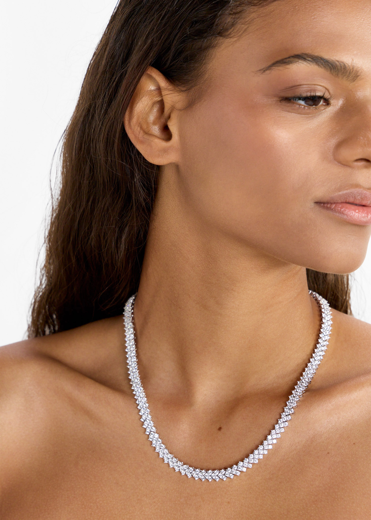 Self-Portrait Crystal necklace for Women - Silver in KSA | Level Shoes