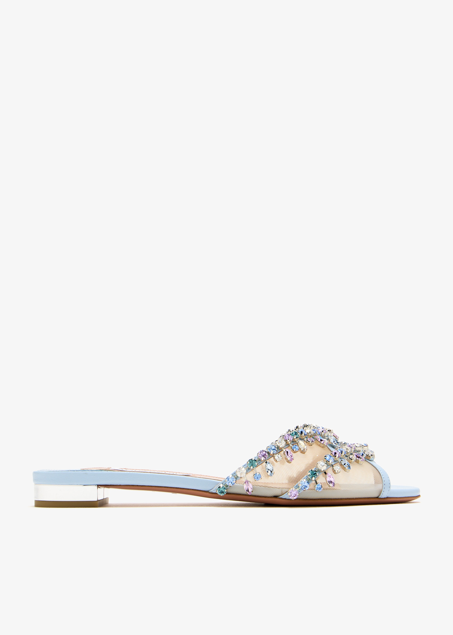 Aquazzura Temptation crystal flat sandals for Women - Beige in USA