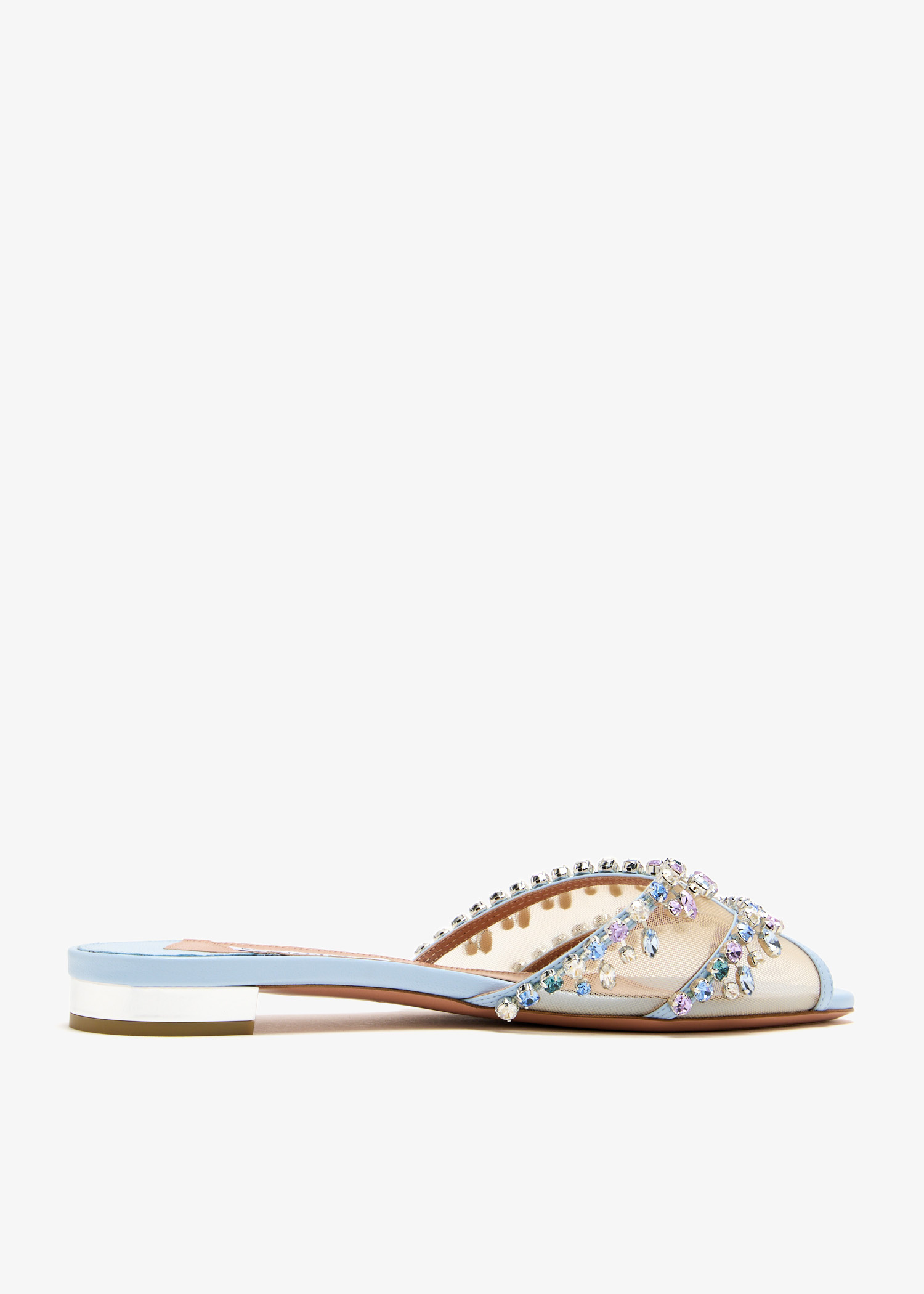 Aquazzura Temptation crystal flat sandals for Women - Beige in USA