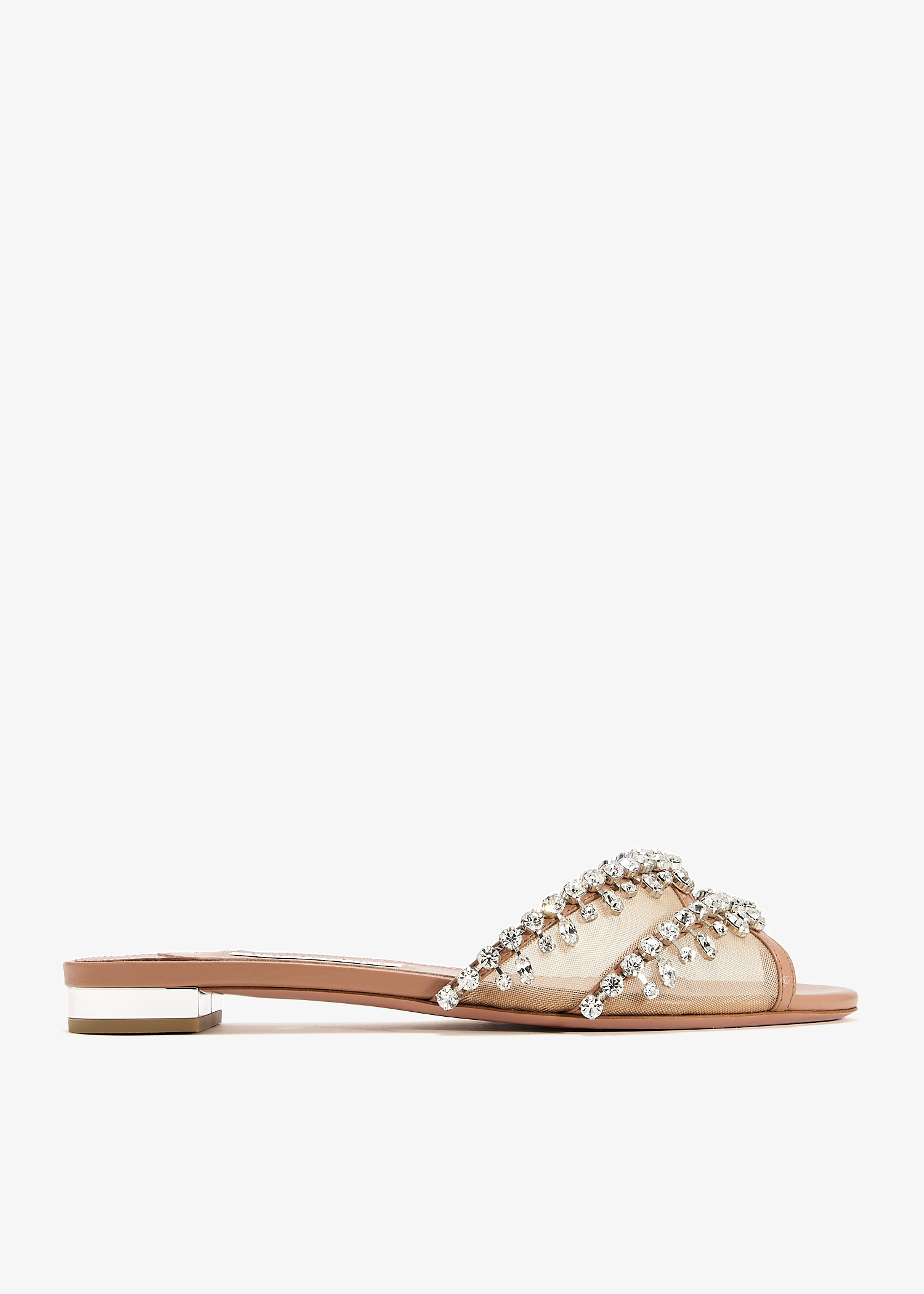 Aquazzura Temptation crystal flat sandals for Women - Pink in UAE