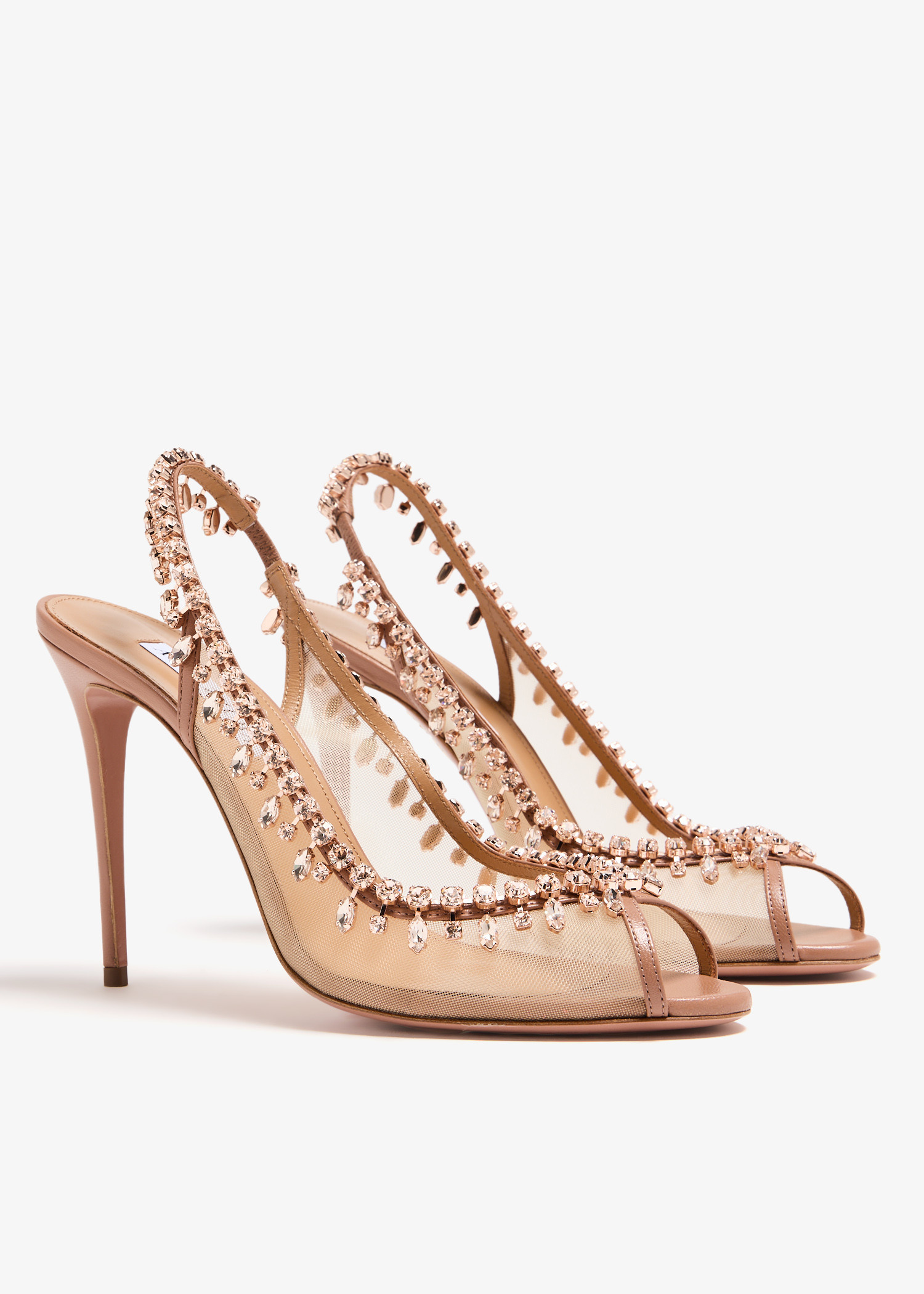 サンダル・ミュール Aquazzura TEMPTATION CRYSTAL SANDALS Aquazzura Temptation crystal sandals for Women - Pink in UAE