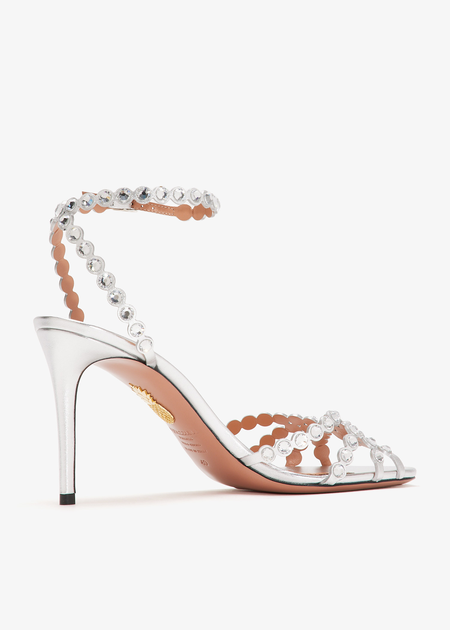 サンダル・ミュール AQUAZZURA Women Sandals TEMFLAS0 SYFCCC Silver Temptation Crystal Slide 74 Aquazzura@ Official