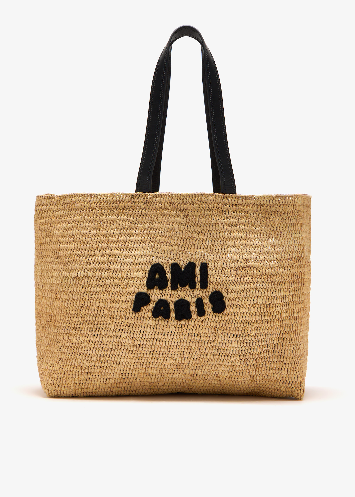 関税&送料込【AMI PARIS】 Raffia Tote Bag 夏バッグ2WAY 大容量 NATURAL Ami Paris Tote Bag | AMI PARIS