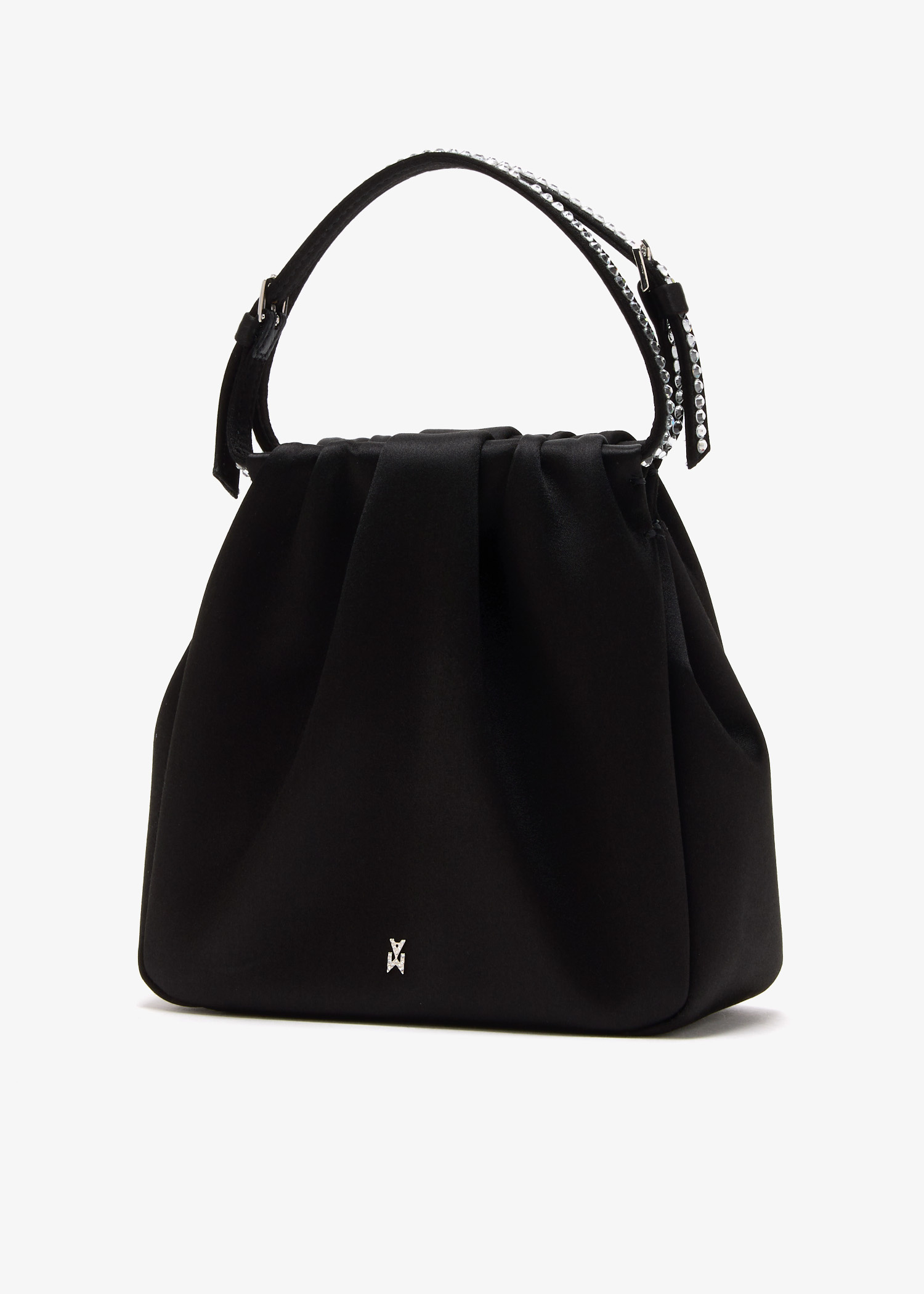 トートバッグ AMINA MUADDI Black Satin Vittoria Crystal Handbag Vittoria Crystal Bag Black Satin And White Crystals
