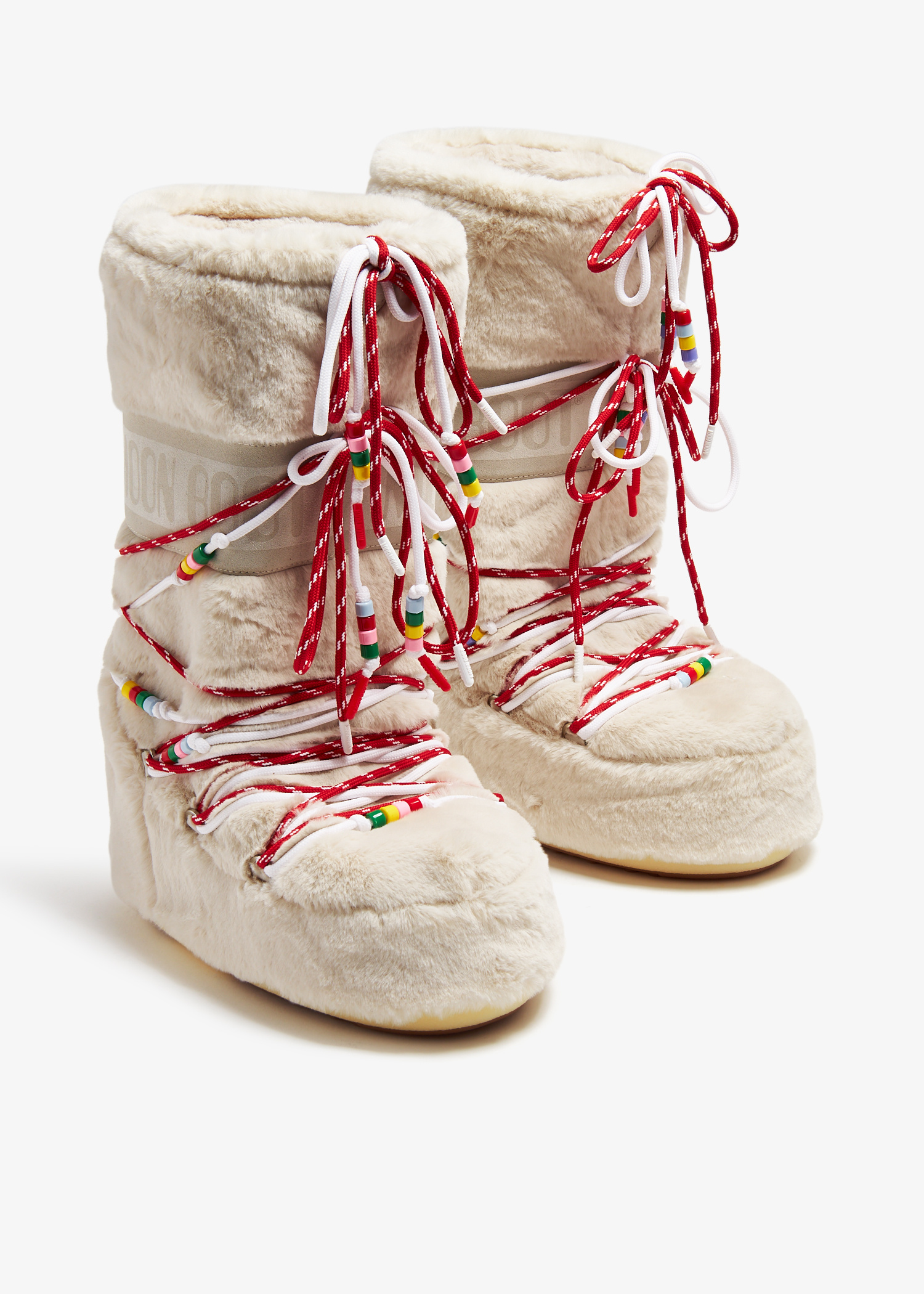 Moon Boot Icon faux fur bead boots for Women - Beige in KSA