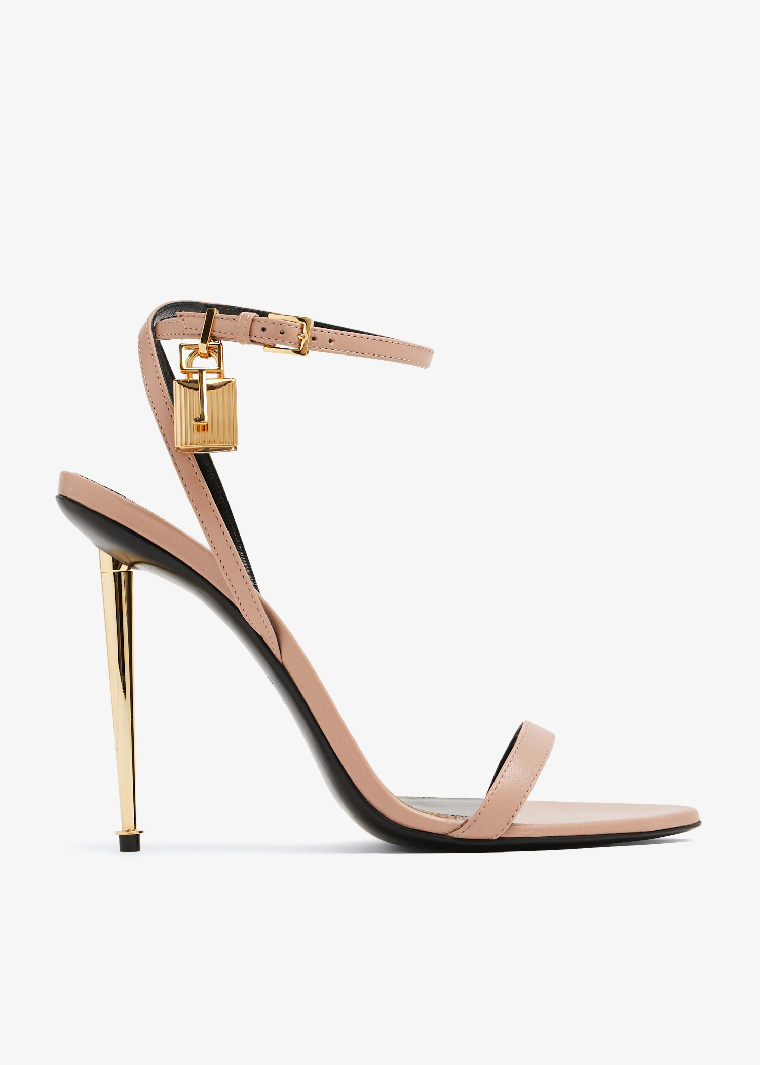 シューズ・サンダルその他 TOM FORD SHOES (W2272LKD002G) HAMMERED-EFFECT FABRIC PADLOCK POINTY NAKED SANDAL | Tom