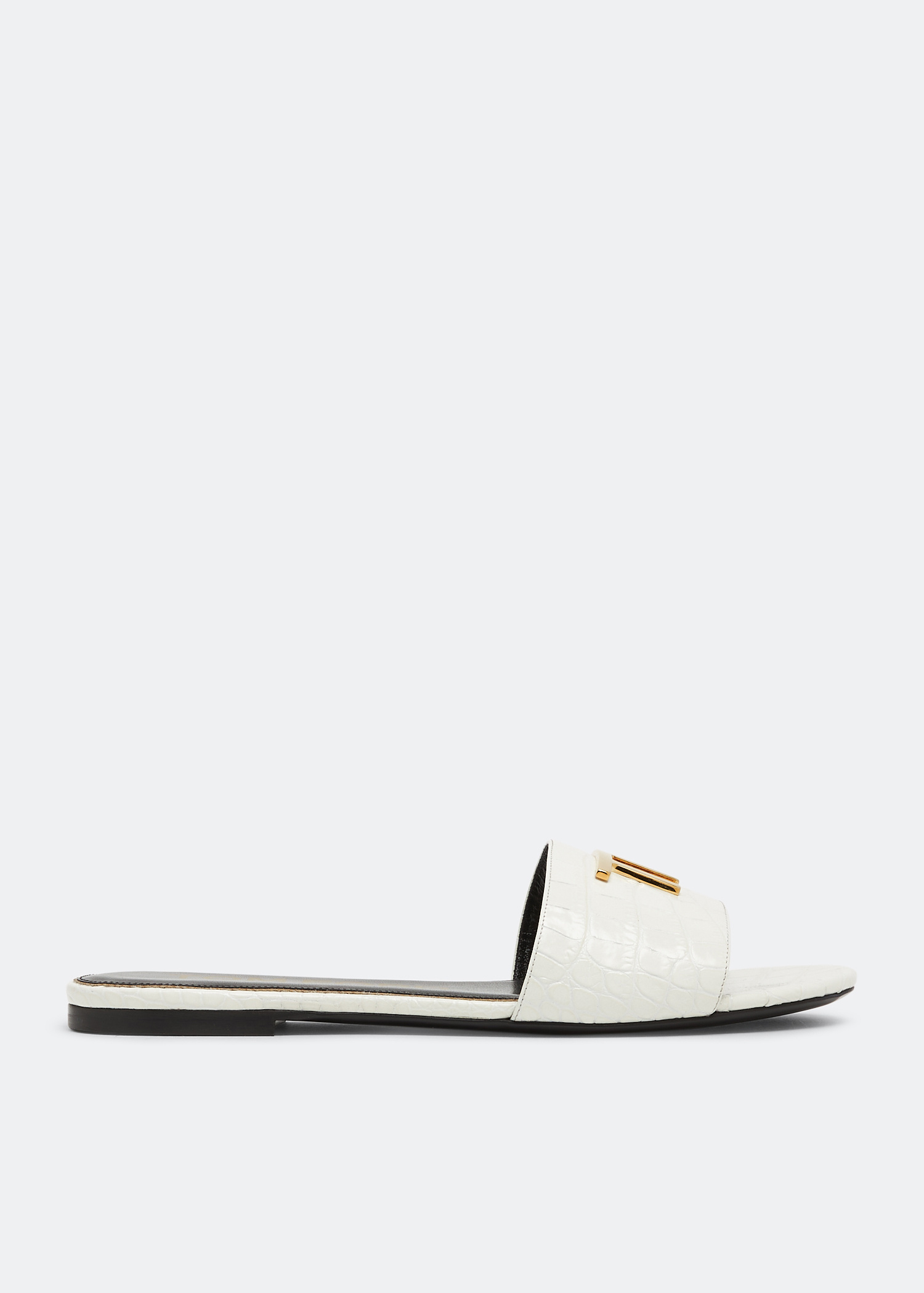 Tom Ford Croc-embossed leather slides for Women - White in