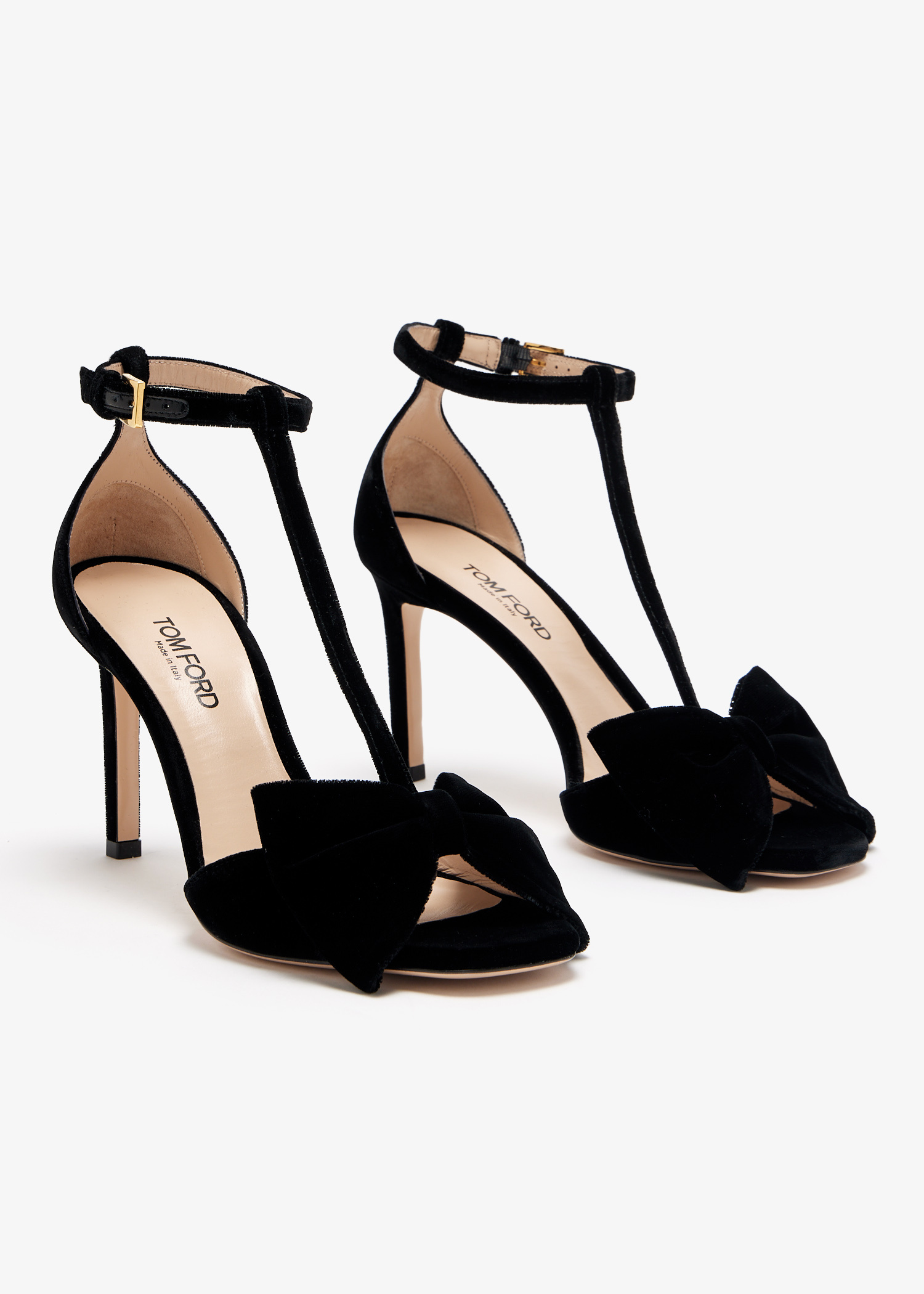 シューズ・サンダルその他 TOM FORD Woman High heel shoes Black W3511LCL431G 1N001 PATENT LEATHER AND VELVET BRIGITTE SANDAL | Tom Ford Fashion