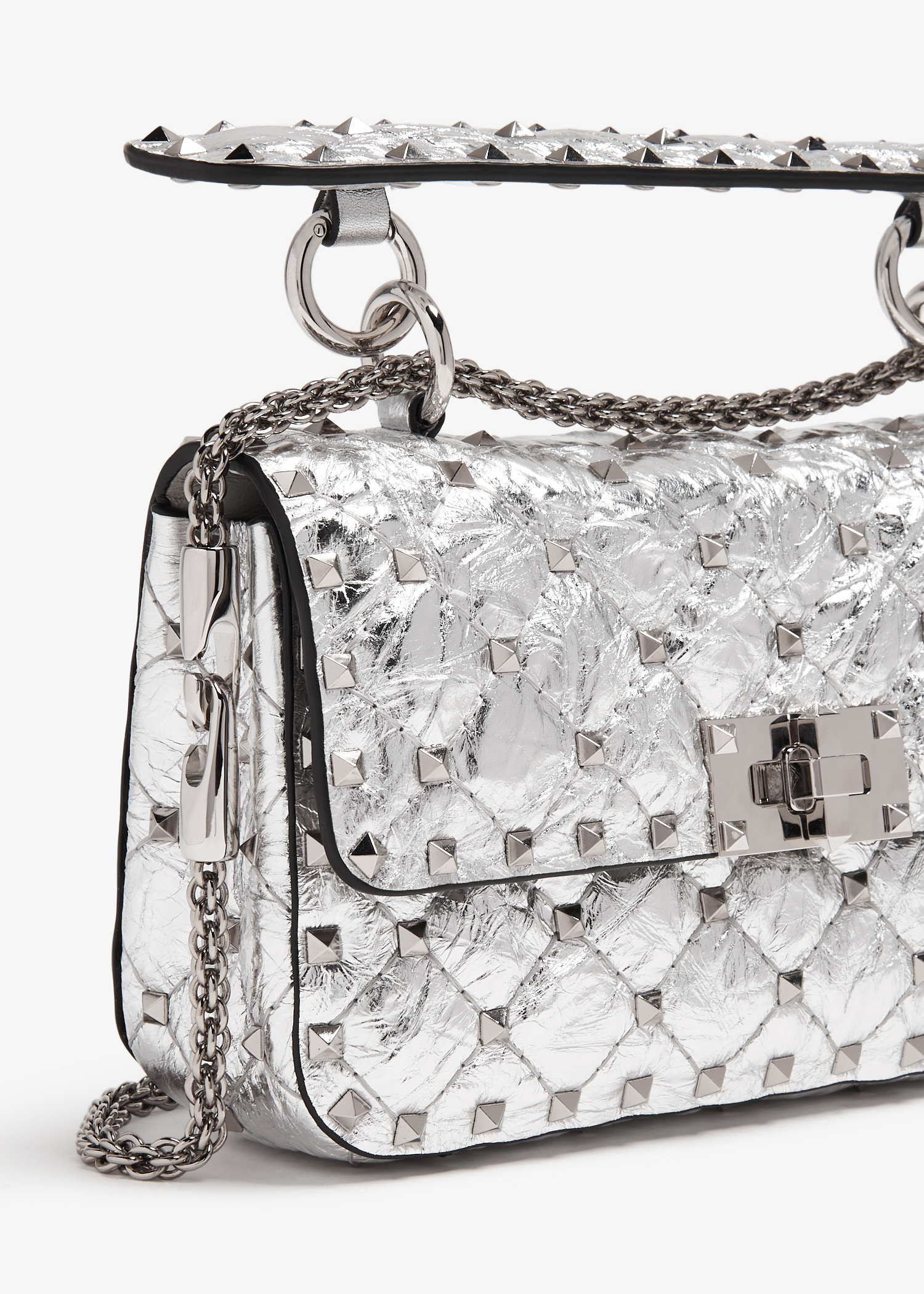 バッグ・カバンその他 VALENTINO GARAVANI Woman Mini bag Silver 5W2B0Q43ZJL S13 Valentino Garavani Small Rockstud Metallic Crossbody Bag