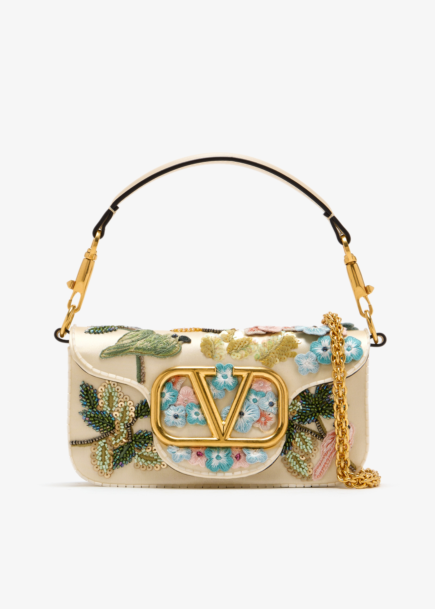 Valentino Garavani Locò small shoulder bag for Women - Cream