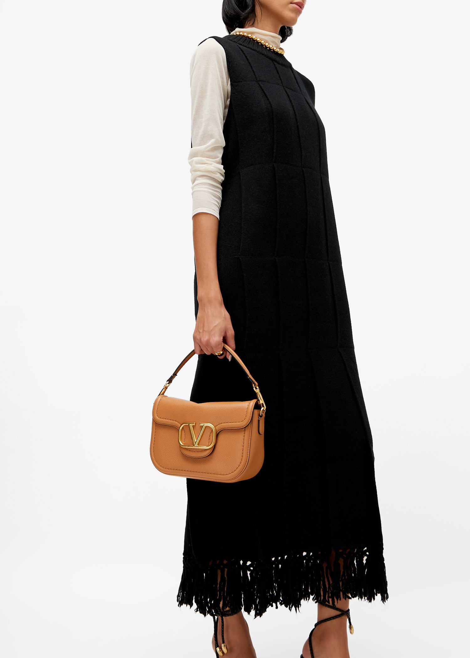 トートバッグ VALENTINO GARAVANI Camel Leather Alltime Shoulder Bag Valentino Garavani Camel Leather Alltime Shoulder Bag