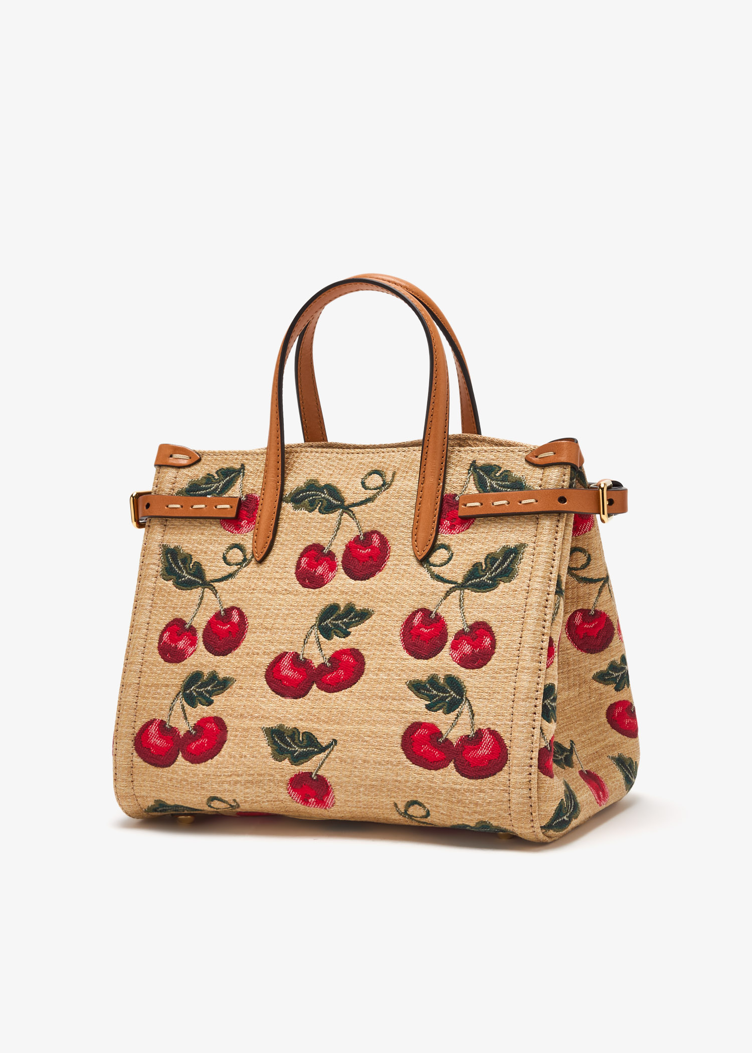 【VALENTINO】ANTIBES SMALL TOTE BAG Valentino Garavani Antibes Small Raffia Cherry Jacquard Tote