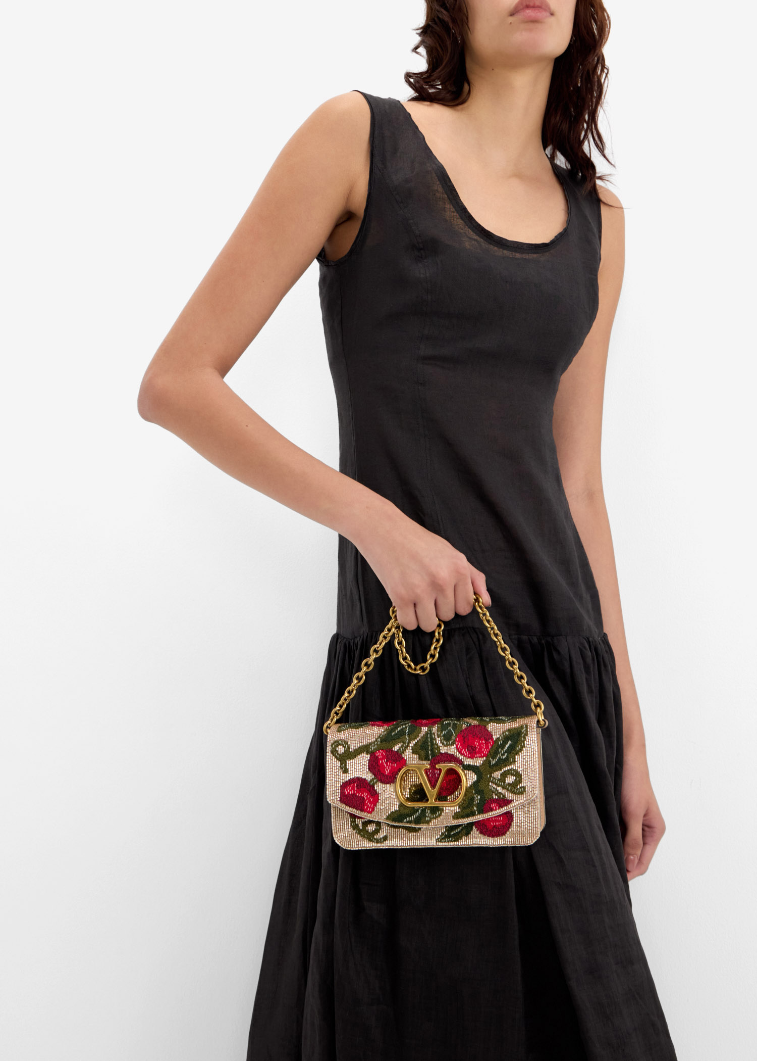 Valentino Garavani Vain Cherryfic clutch for Women - Beige in UAE