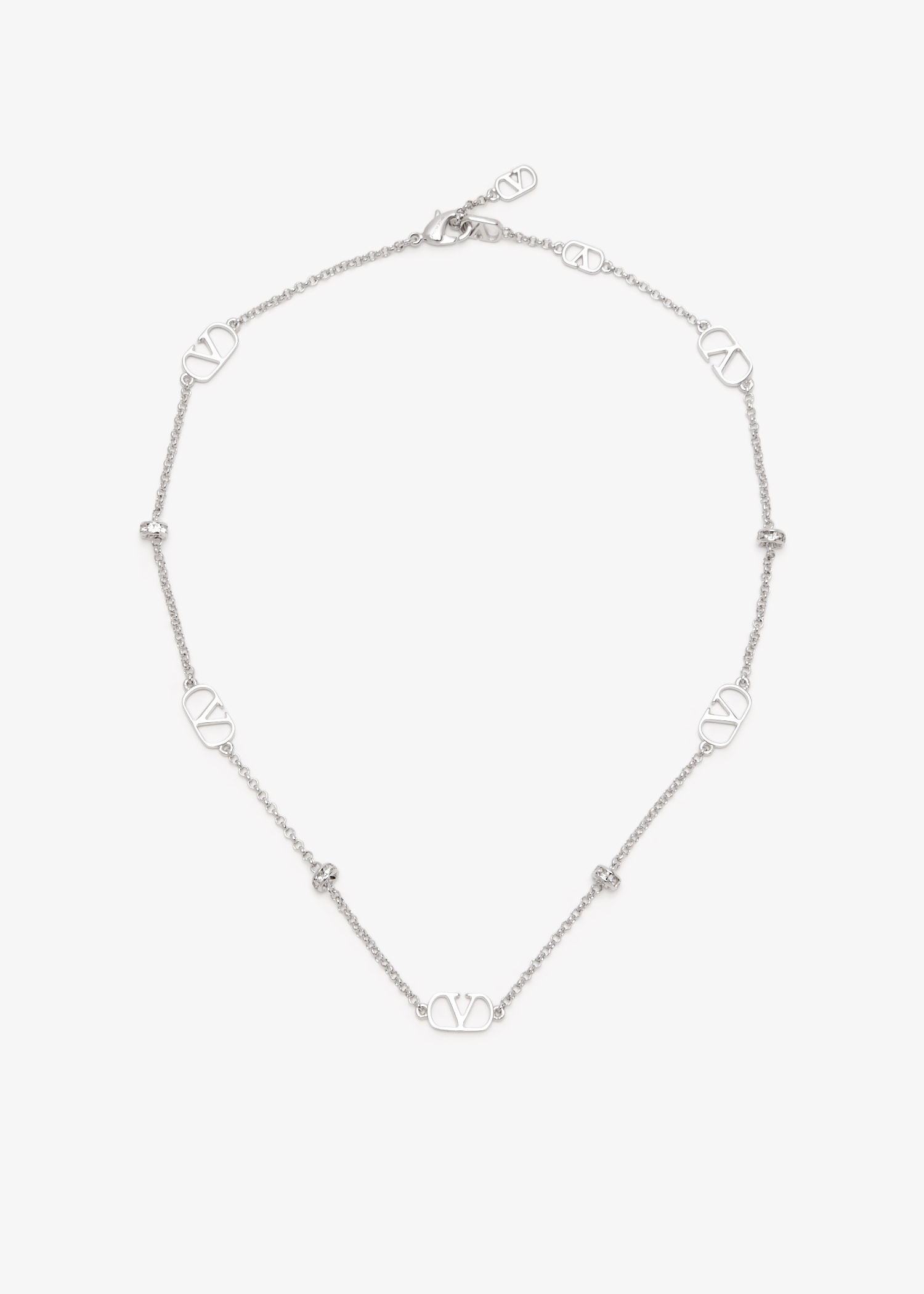 新作*Valentino*Vlogo signature Silver necklace 関税込 Valentino Garavani VLogo Signature Necklace | Silver | FARFETCH