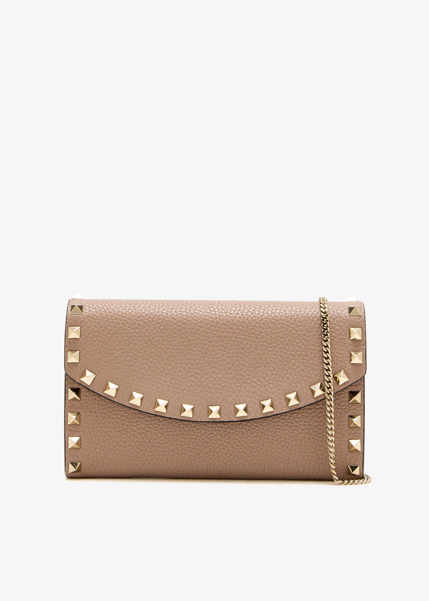 【関税&送料込み】Valentino Garavani Rockstud Chain Wallet Valentino Garavani Rockstud chain wallet for Women - Beige