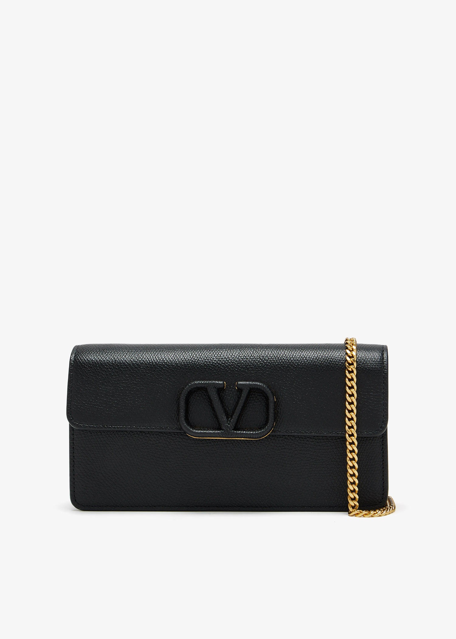 [Valentino] Locked chain strap wallet- Black ☆送料込☆ Valentino Garavani VLogo Signature chain wallet for Women