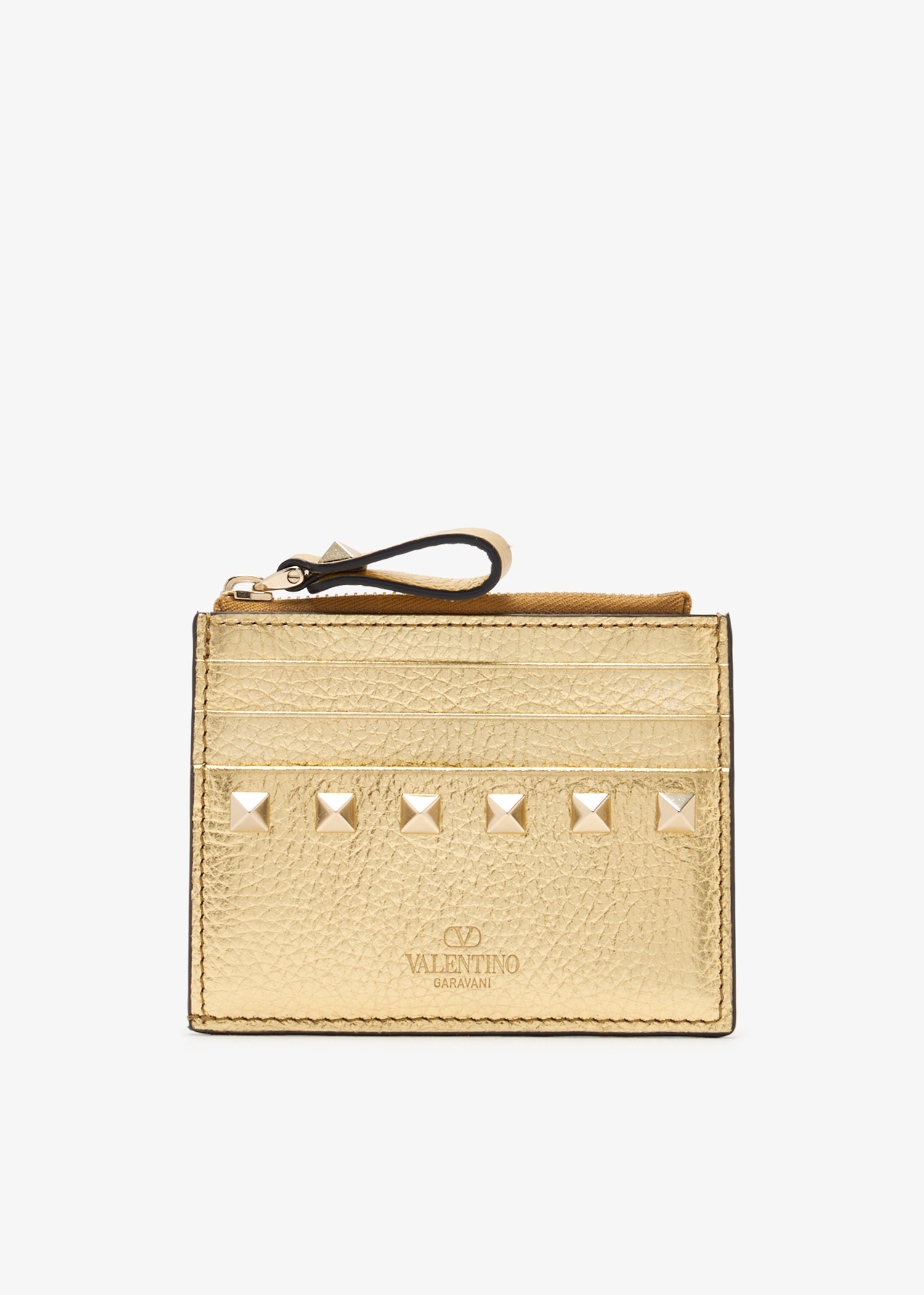 折りたたみ財布 VALENTINO GARAVANI Rockstud leather cardholder Valentino Garavani Rockstud Leather Zip Coin Purse/Card