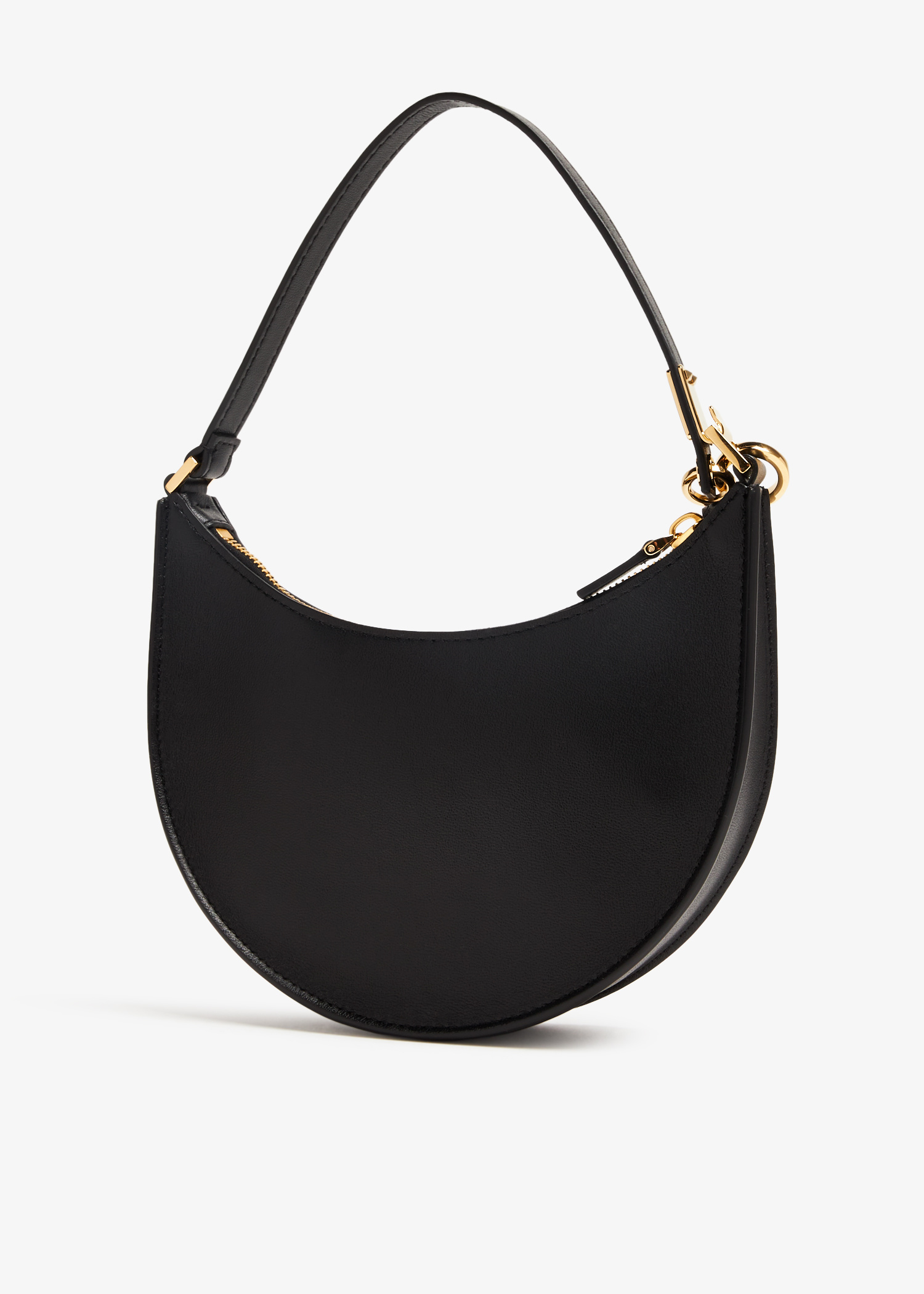 【関税&送料込】Valentino Garavani Black Leather Hobo Vlogo Vlogo Signature Mini Hobo Bag In Grainy Calfskin for Woman