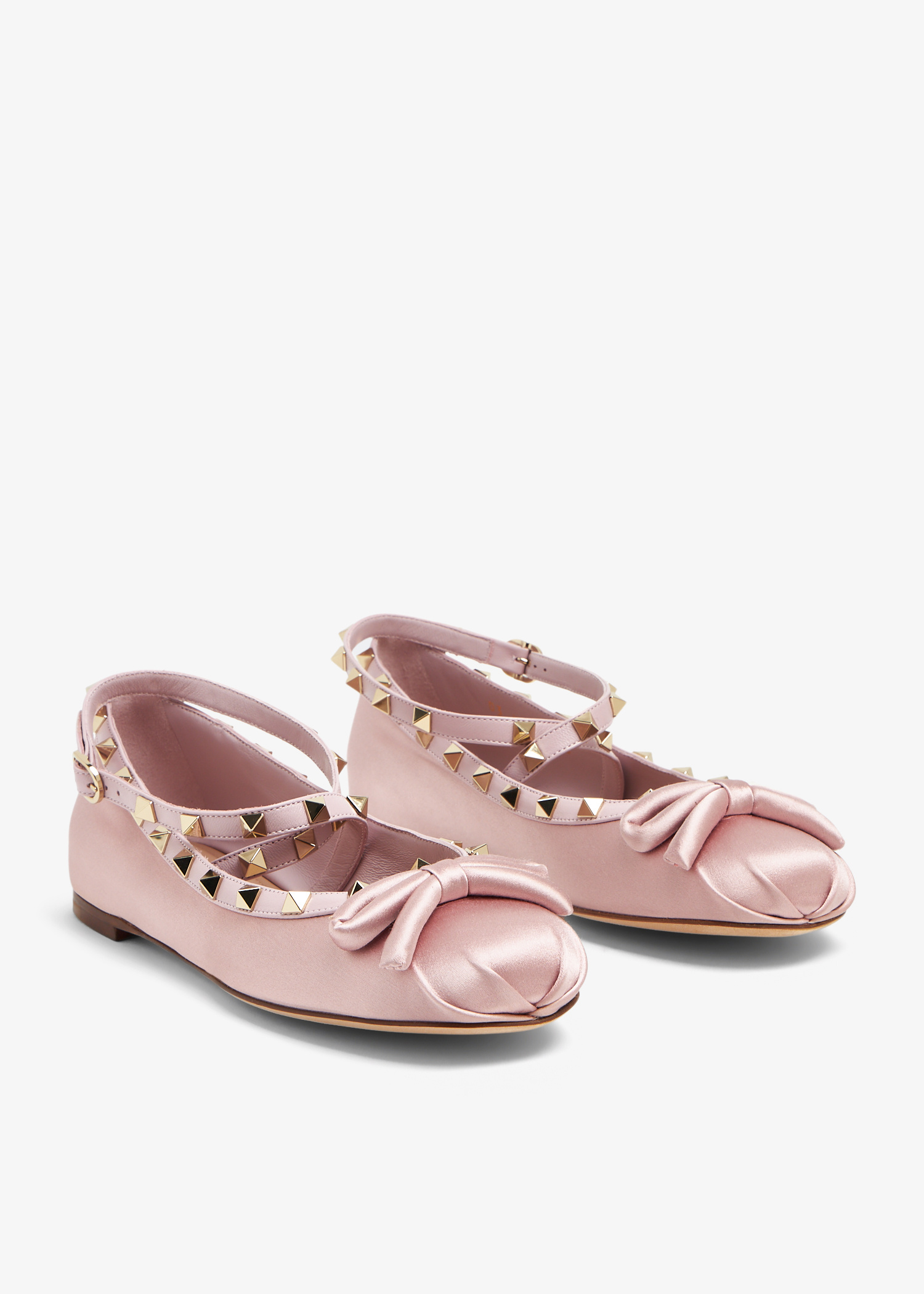 フラットシューズ VALENTINO Valentino Garavani Satin Ballerinas Valentino Garavani Rockstud Satin Ballerina | Saks Fifth Avenue