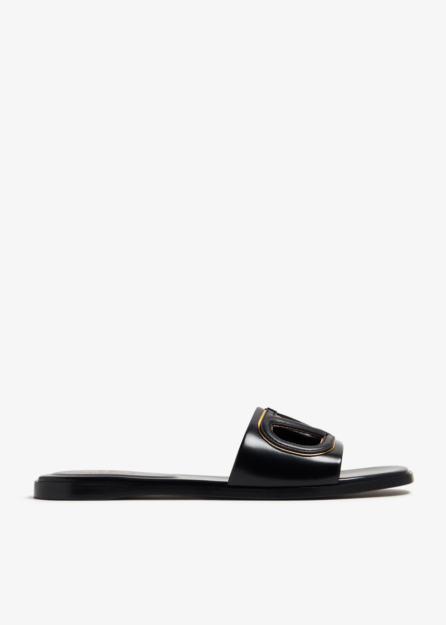 サンダル・ミュール VALENTINO Black leather VLogo slippers (6W2S0LP8DSH 0NO) org.jpg