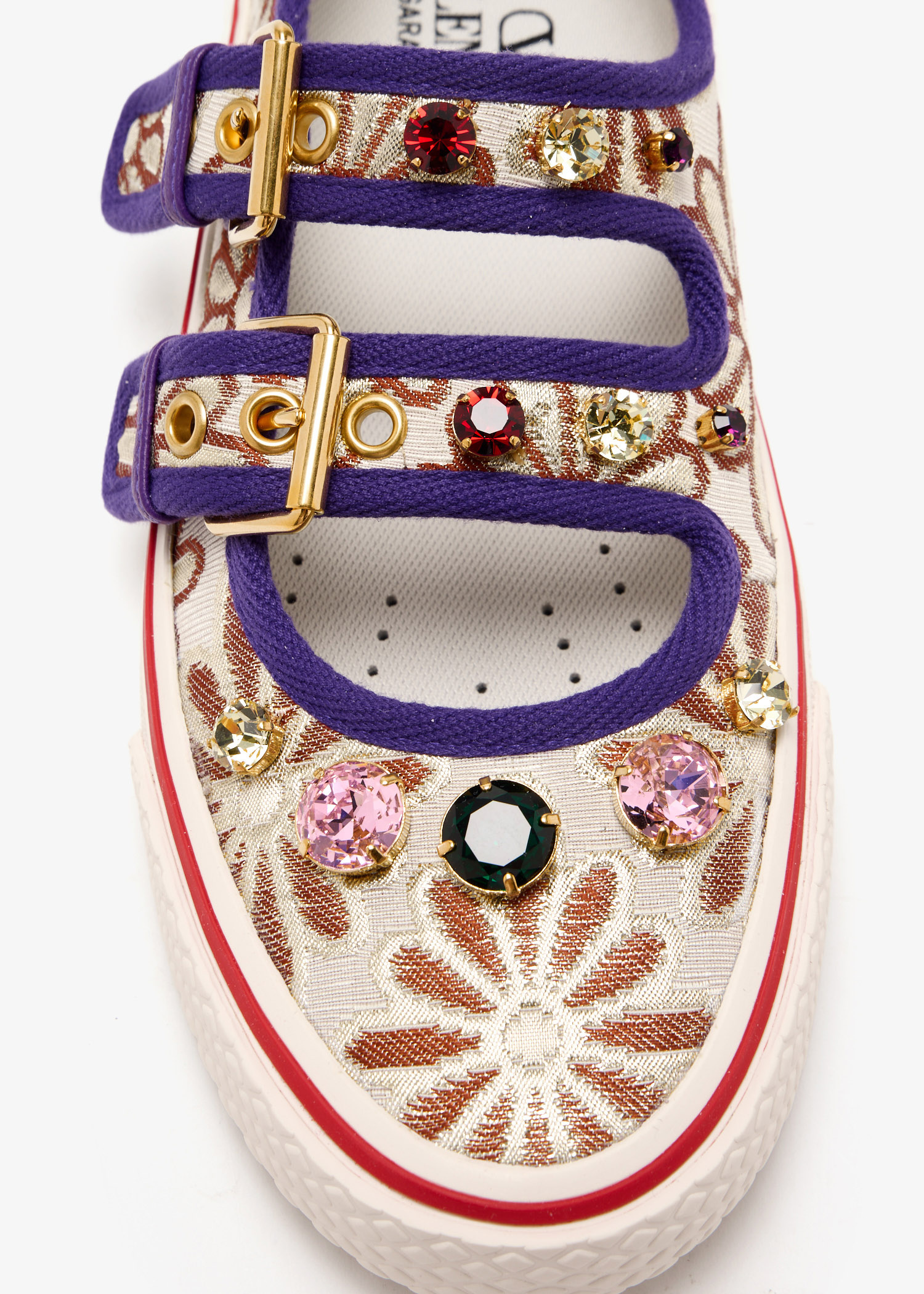 スニーカー VALENTINO GARAVANI SNEAKER MARY-JANE DOLLYBOARD IN VELLUTO A Valentino Garavani Dollyboard Sneakers | Neutrals | FARFETCH