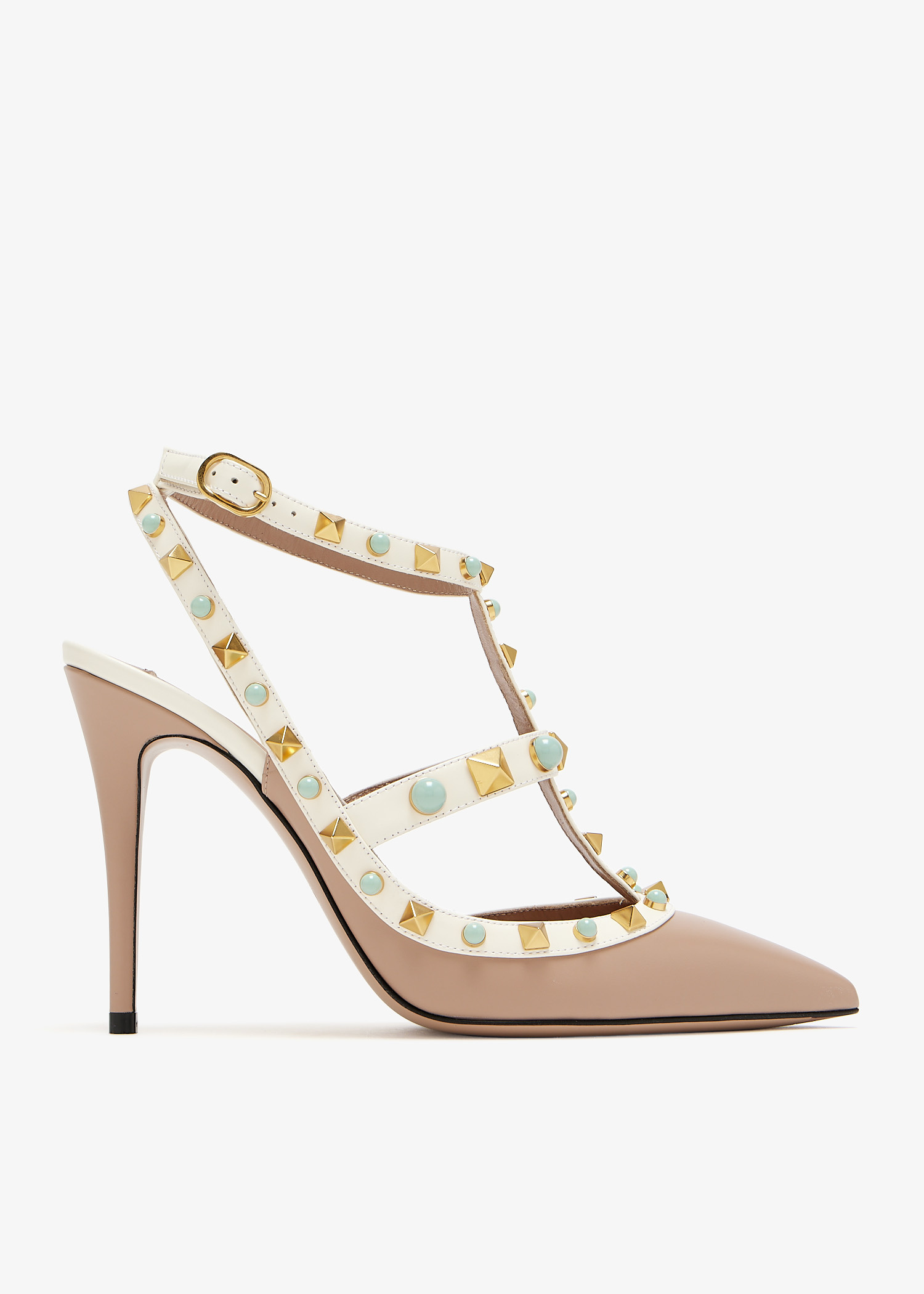 VALENTINO ゴールド スパンコール タンクトップ Valentino Rockstud Gold Metallic T Strap Pumps 41 10.5